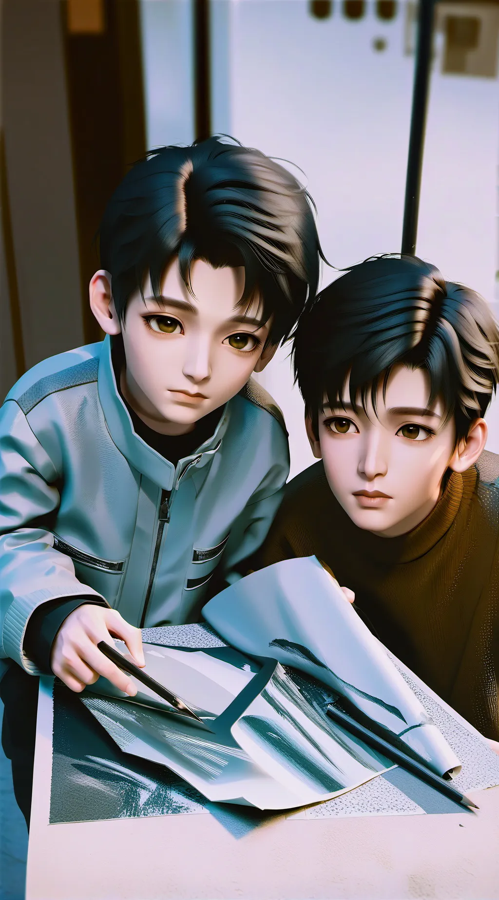 ai character: Liam and Anthony  background