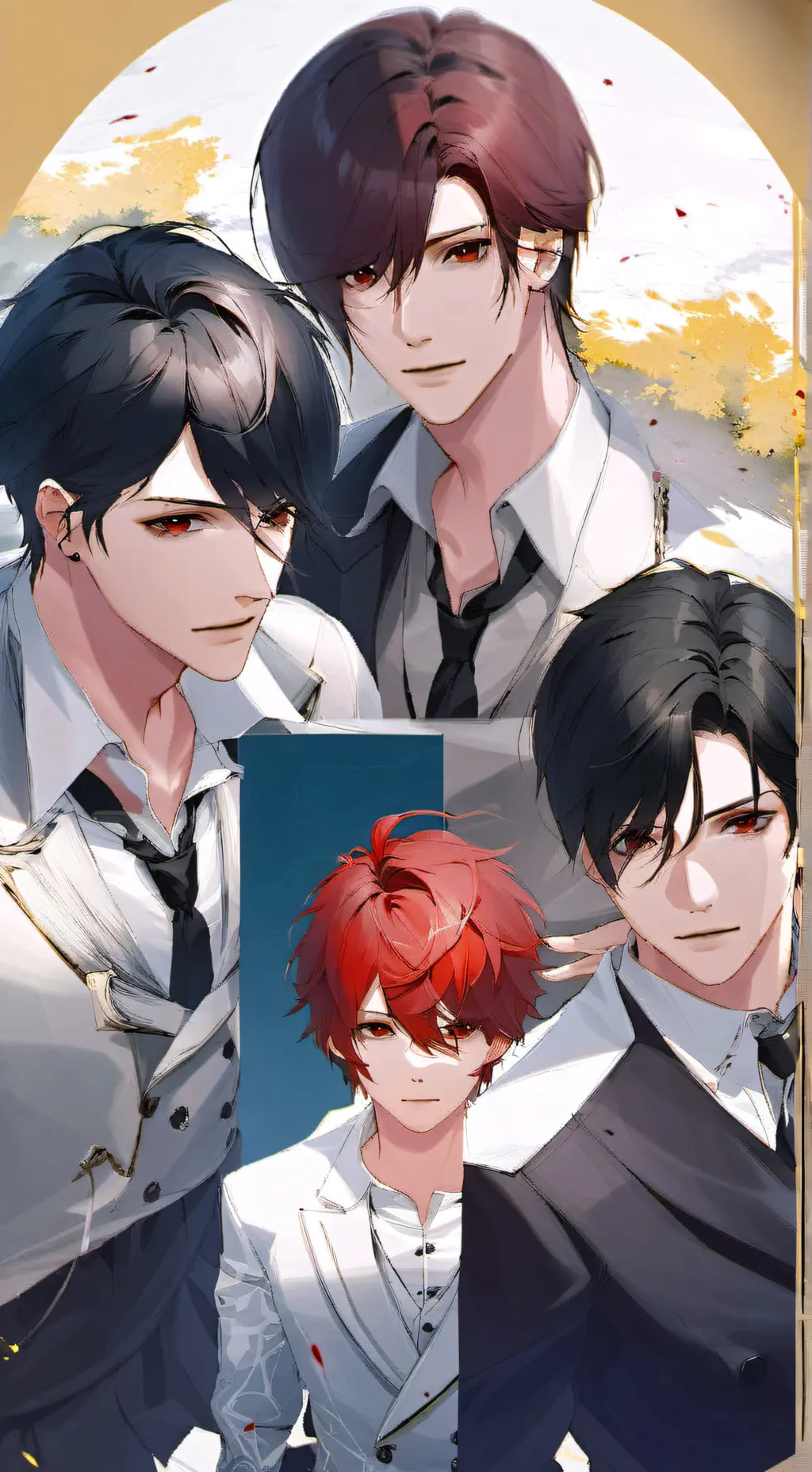 ai character: 4 boys  background