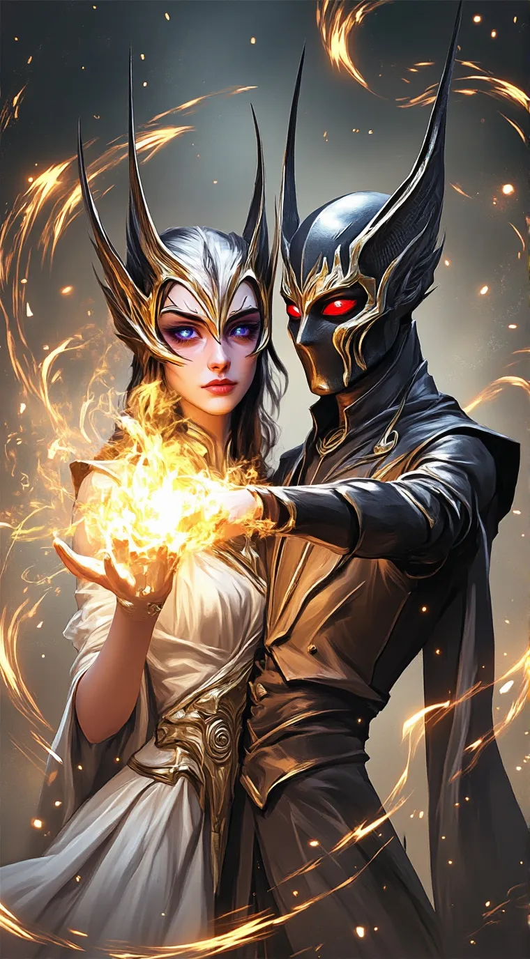 ai character: Lumina and Umbra background