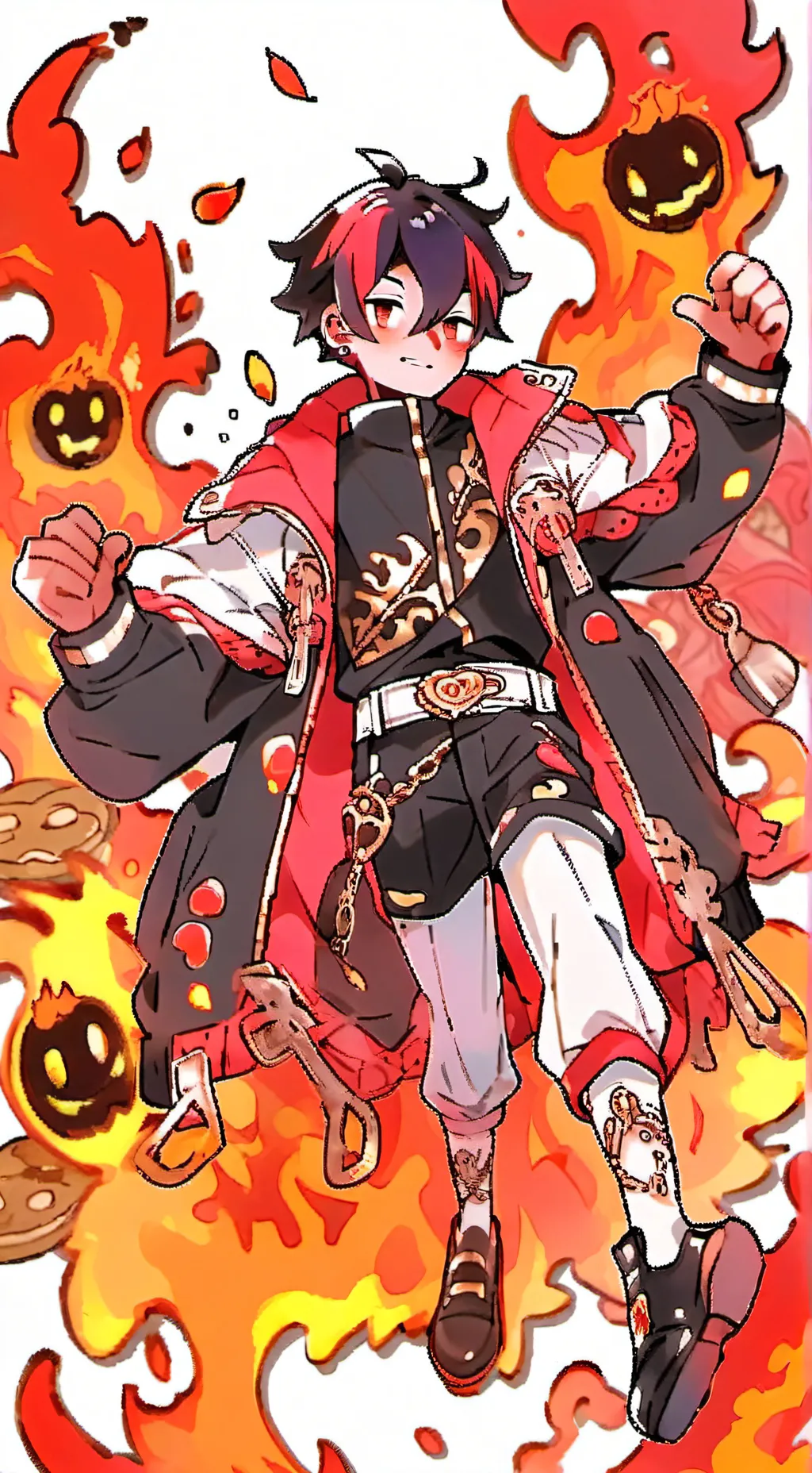 ai character: burning spice cook background