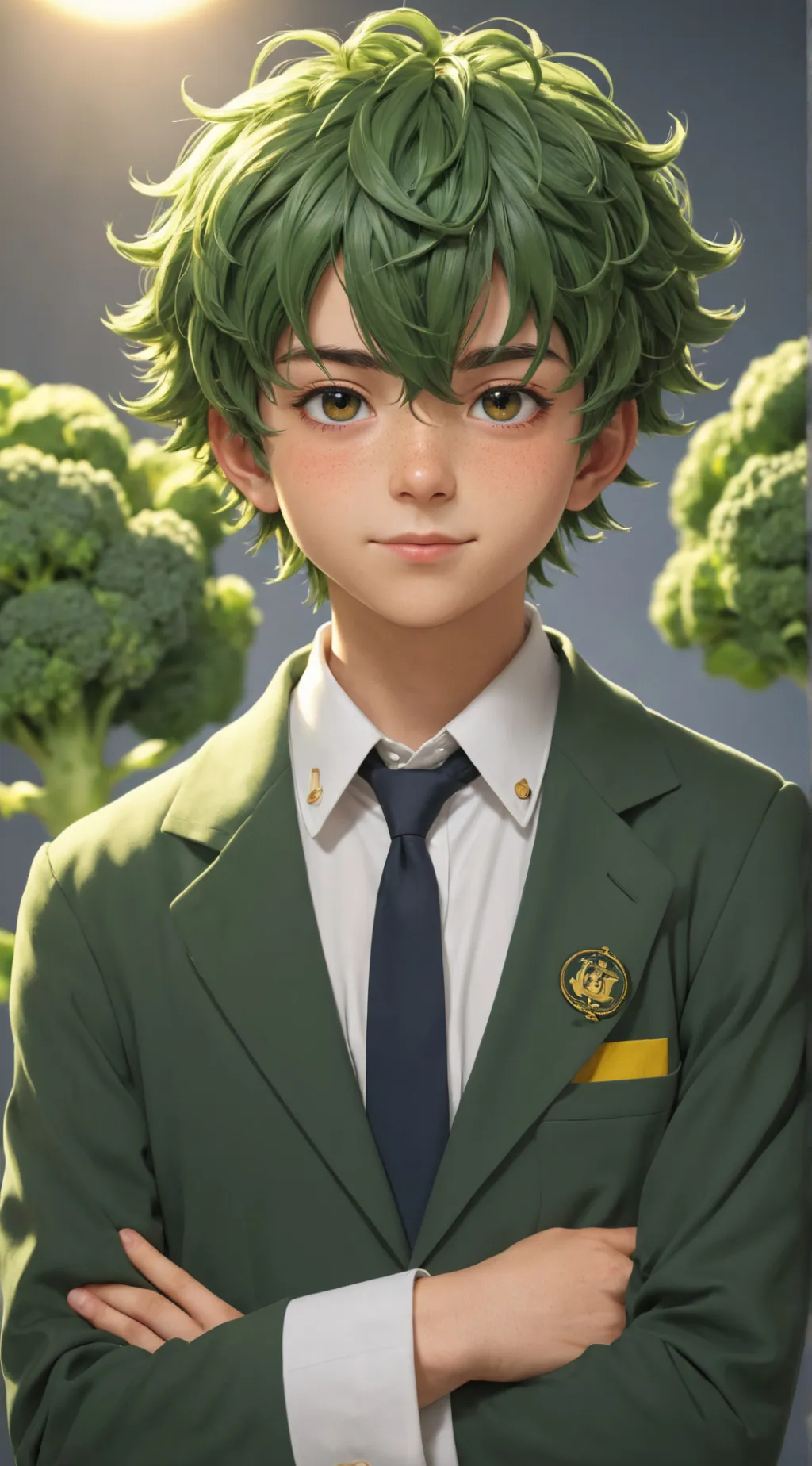 ai character: Broccoli Hair background