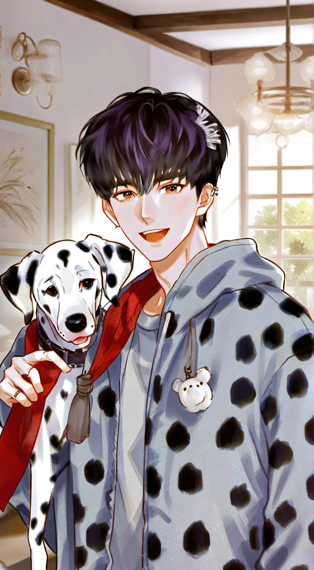 ai character: Spotted Dalmatian Furry background