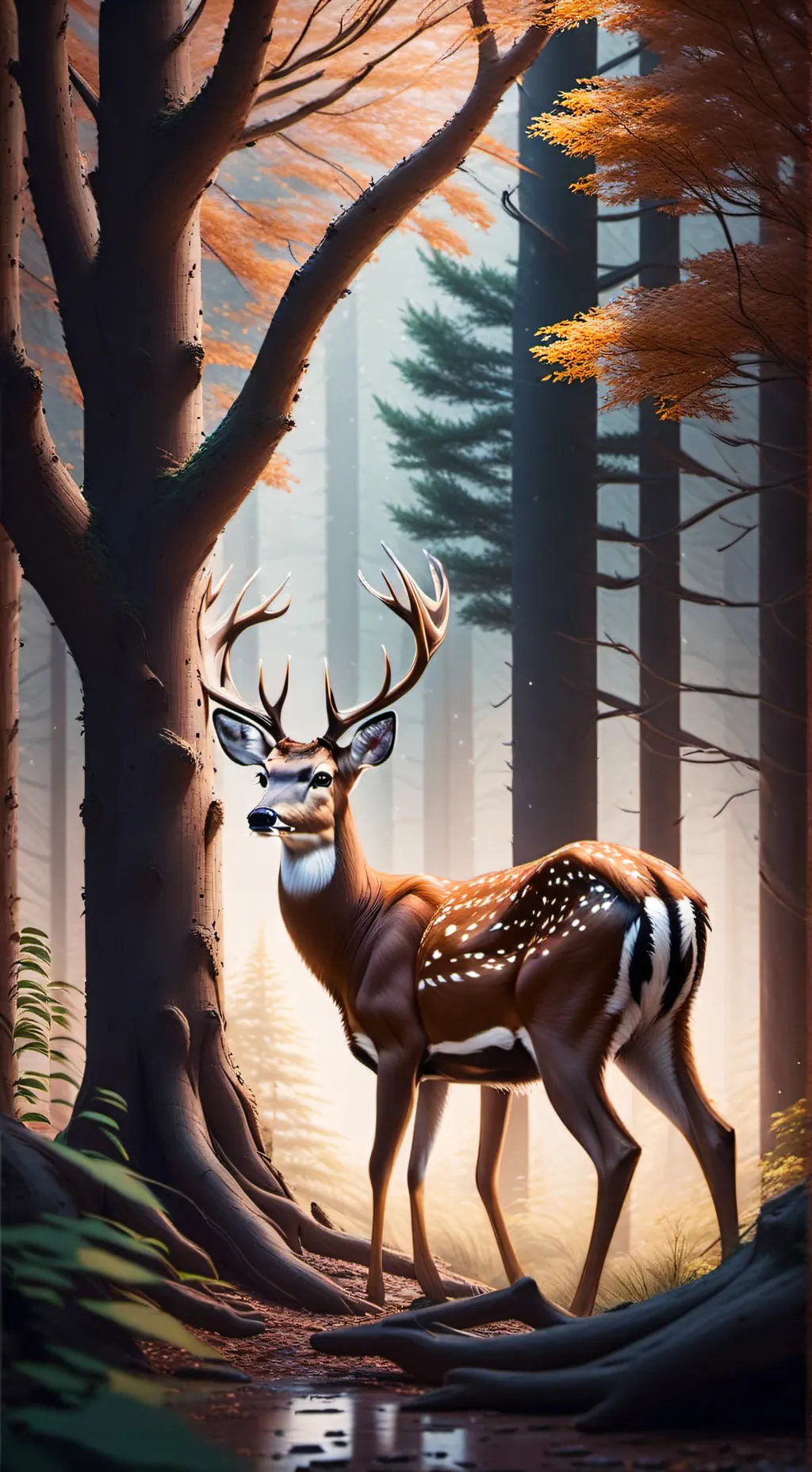 ai character: deer giving birth background