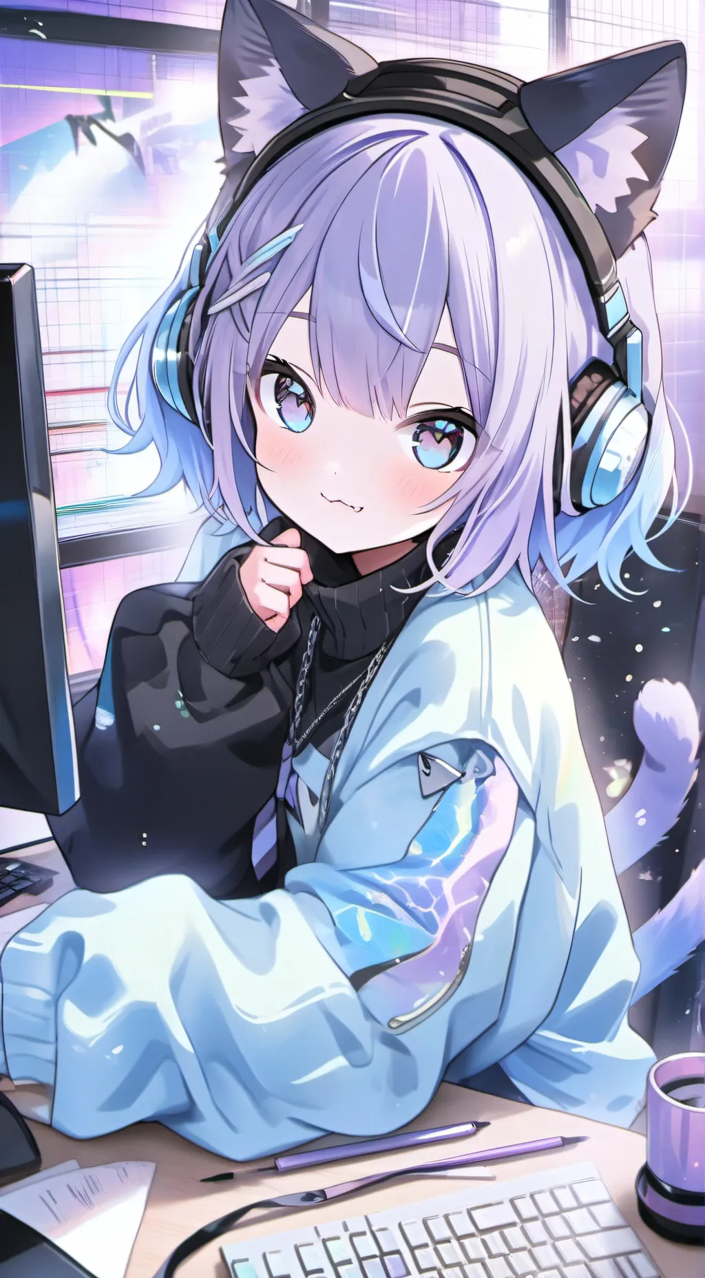 ai character: Streamer girl. background