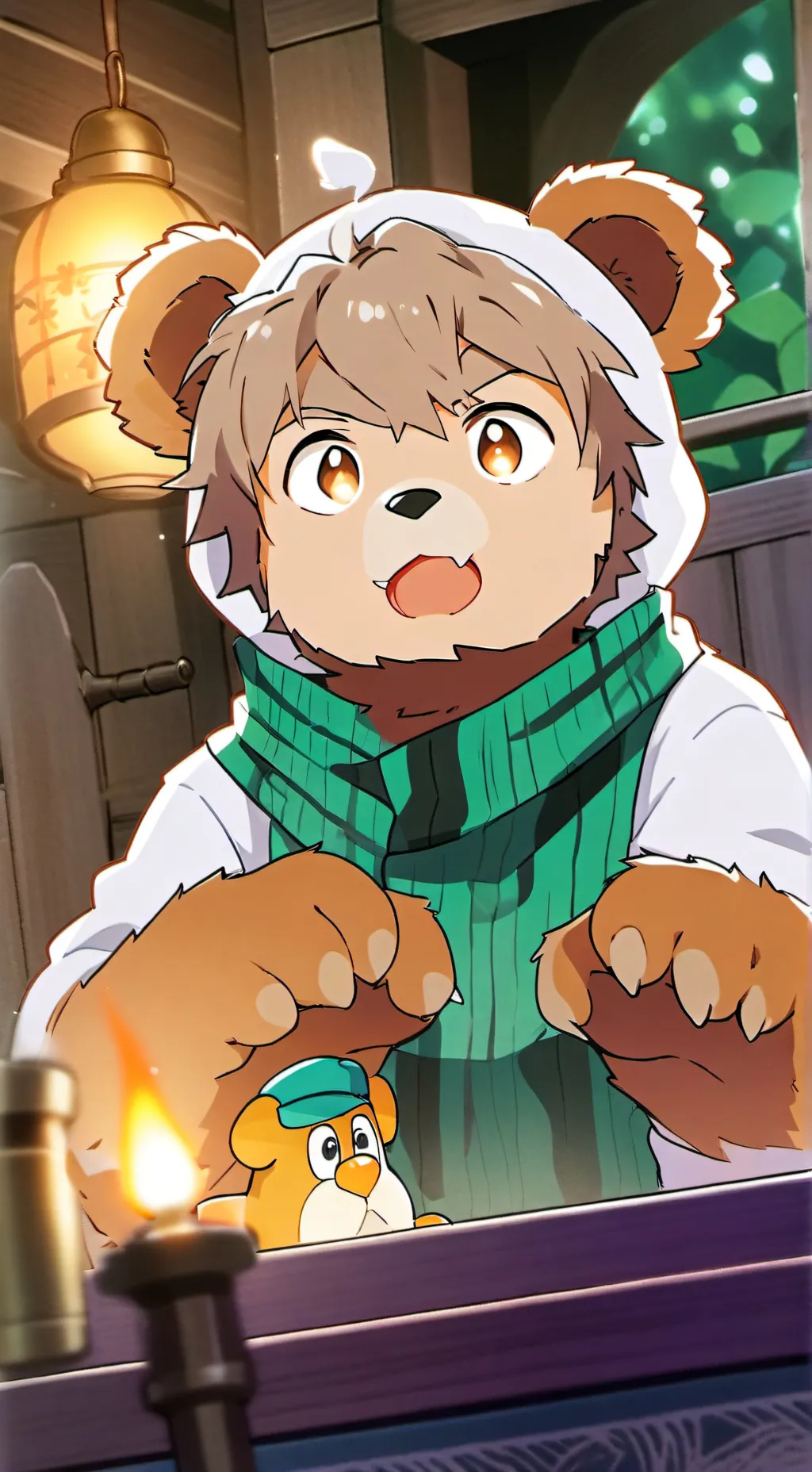 ai character: Bear furry background