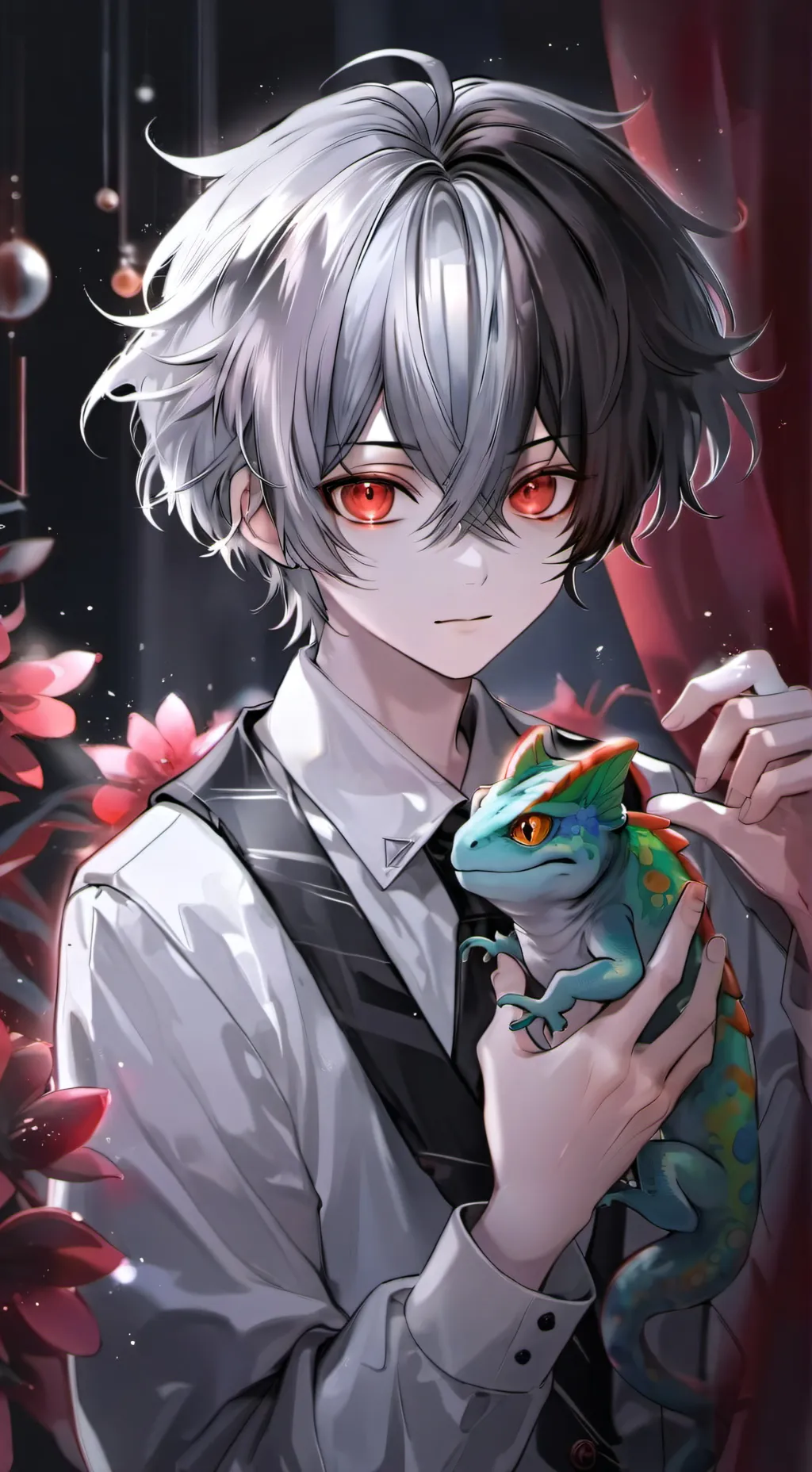 ai character: Chameleon Spirit Furry background