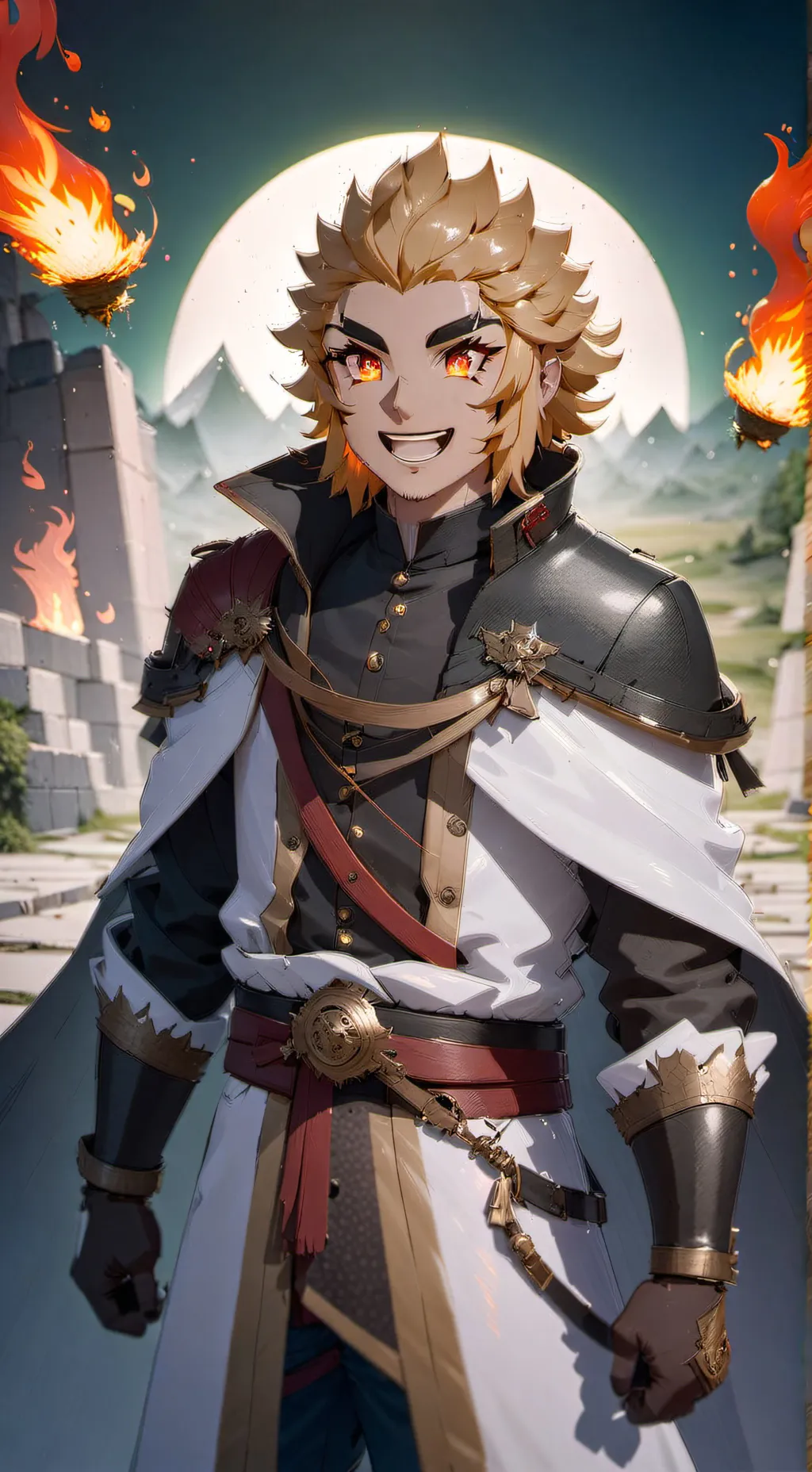 ai character: Rengoku bed time background