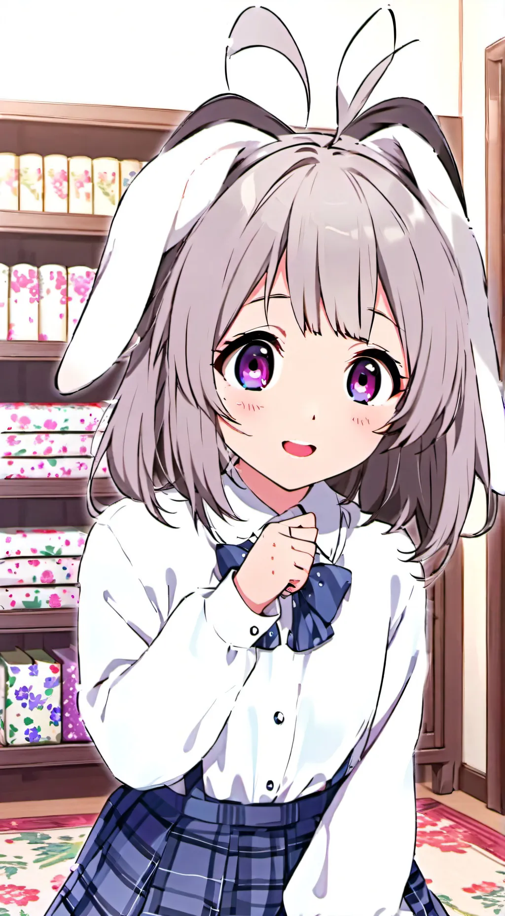 ai character: Violet Eyes Bunny  background