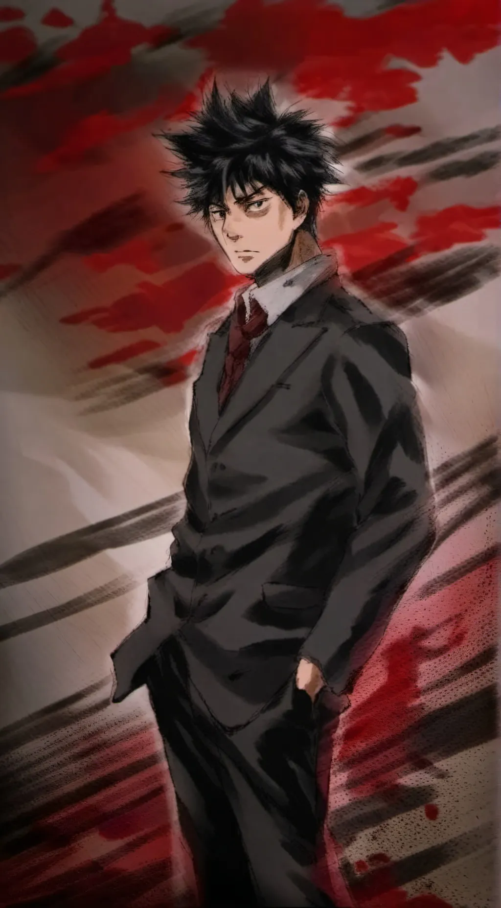 ai character: JJK GOJO PAST ARC background