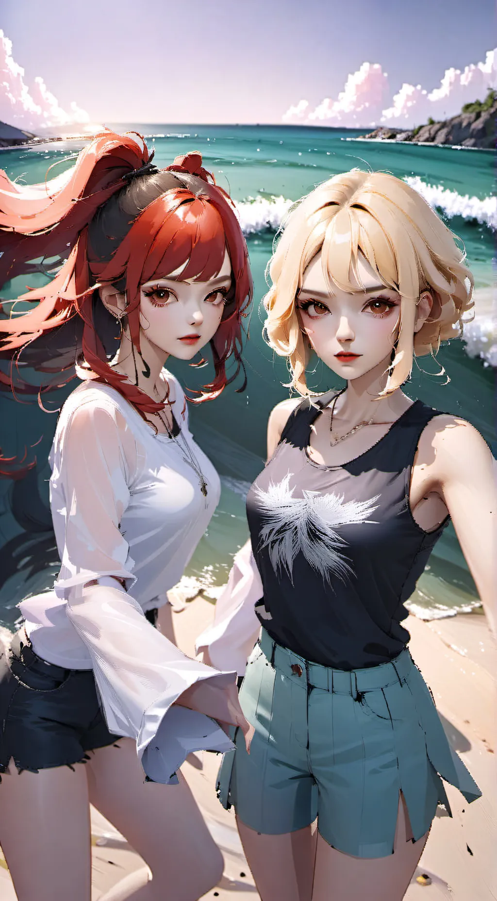 ai character: beach karen fight  background