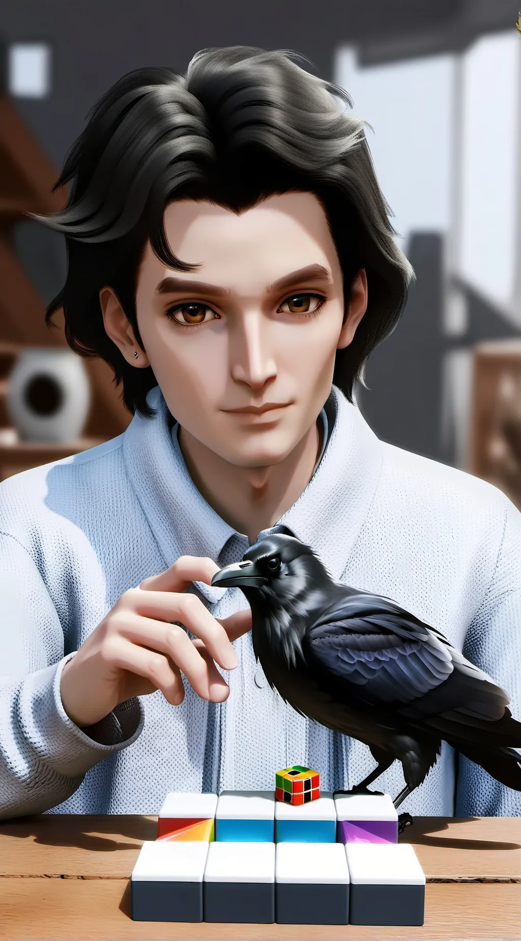 ai character: Mystic Raven Furry background