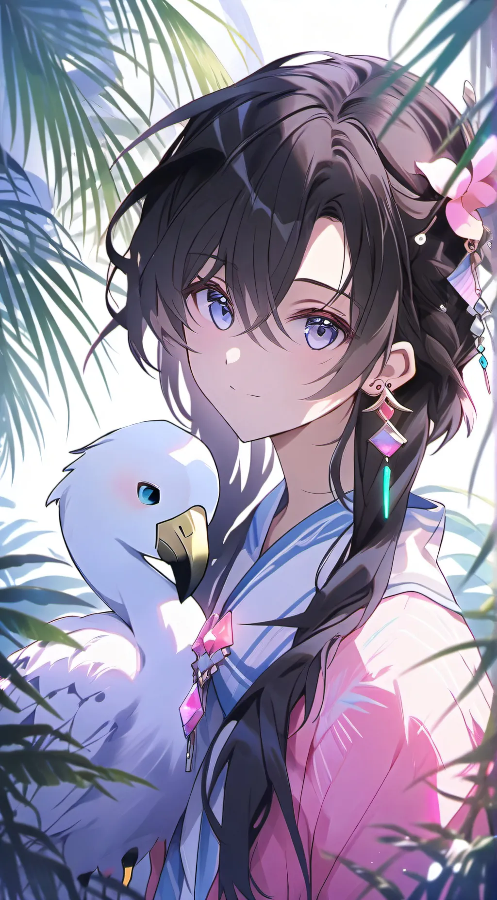 ai character: Flamingo Spirit Furry background