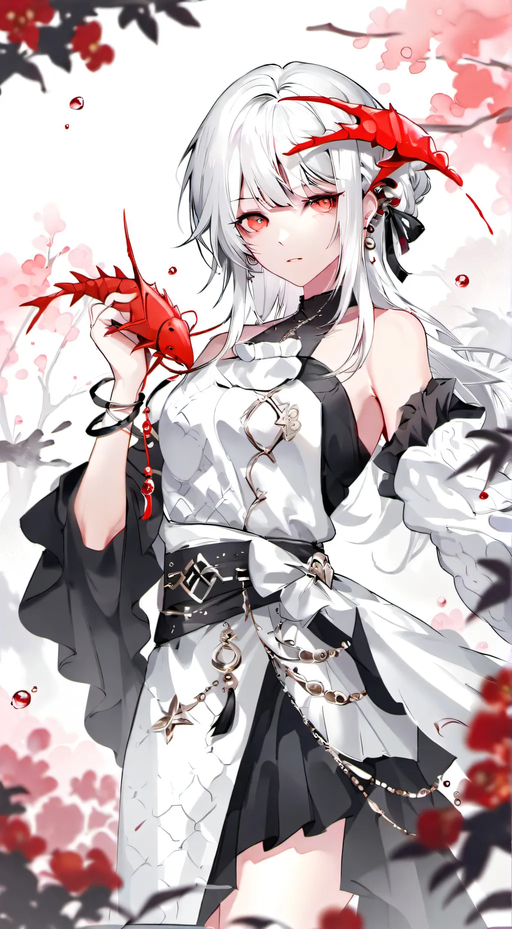 ai character: Shrimpo+glisten  background