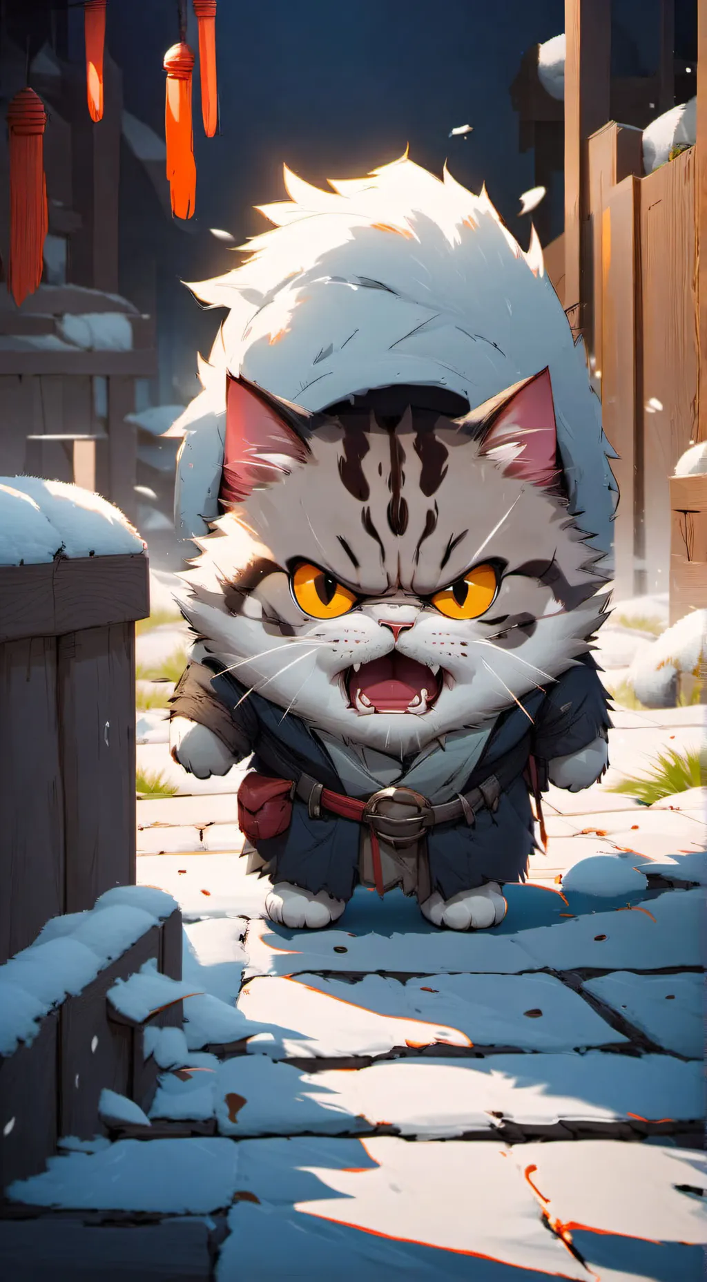 ai character: Angry cat  background