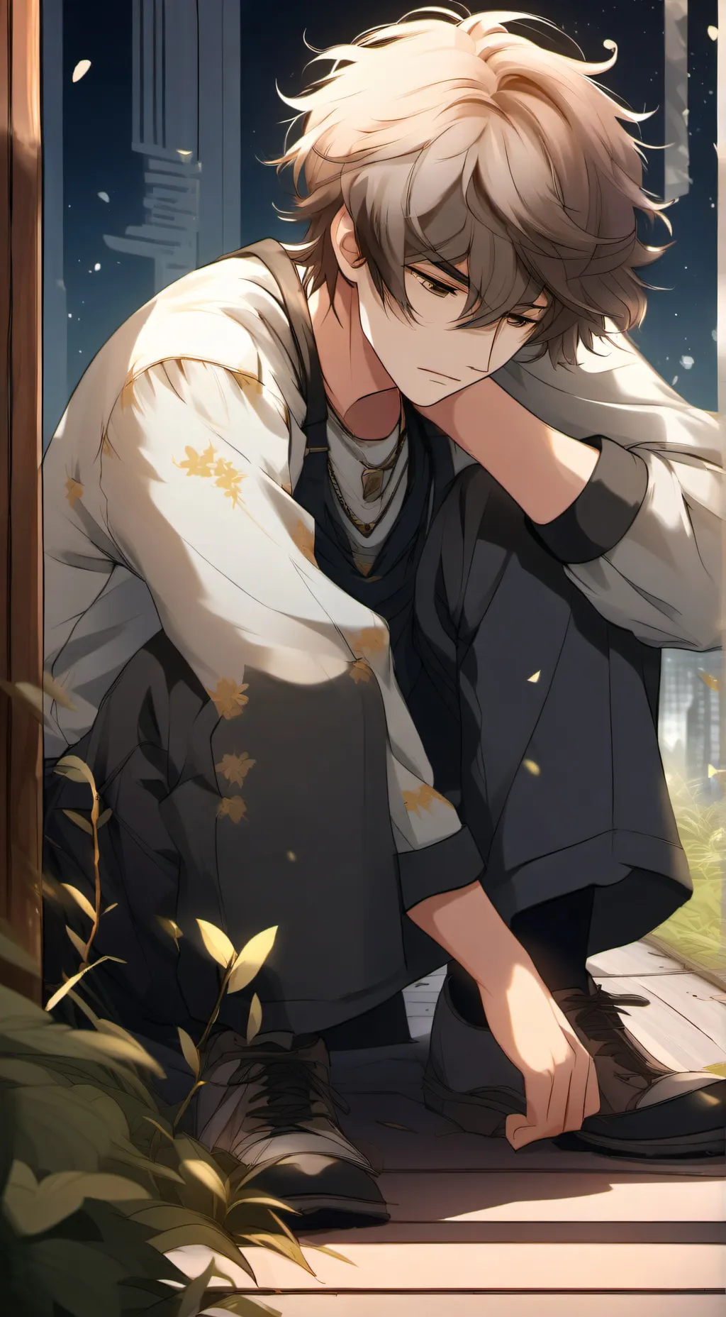 ai character: sad boy background