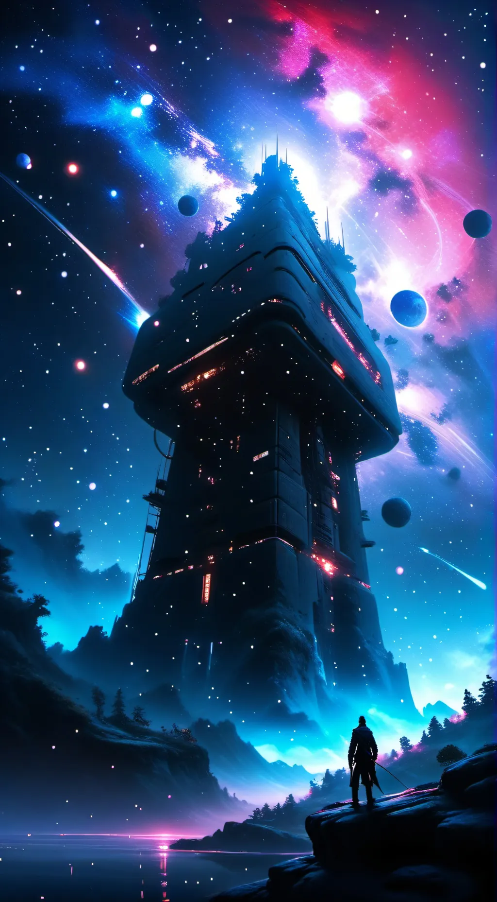 ai character: ￼ Space background