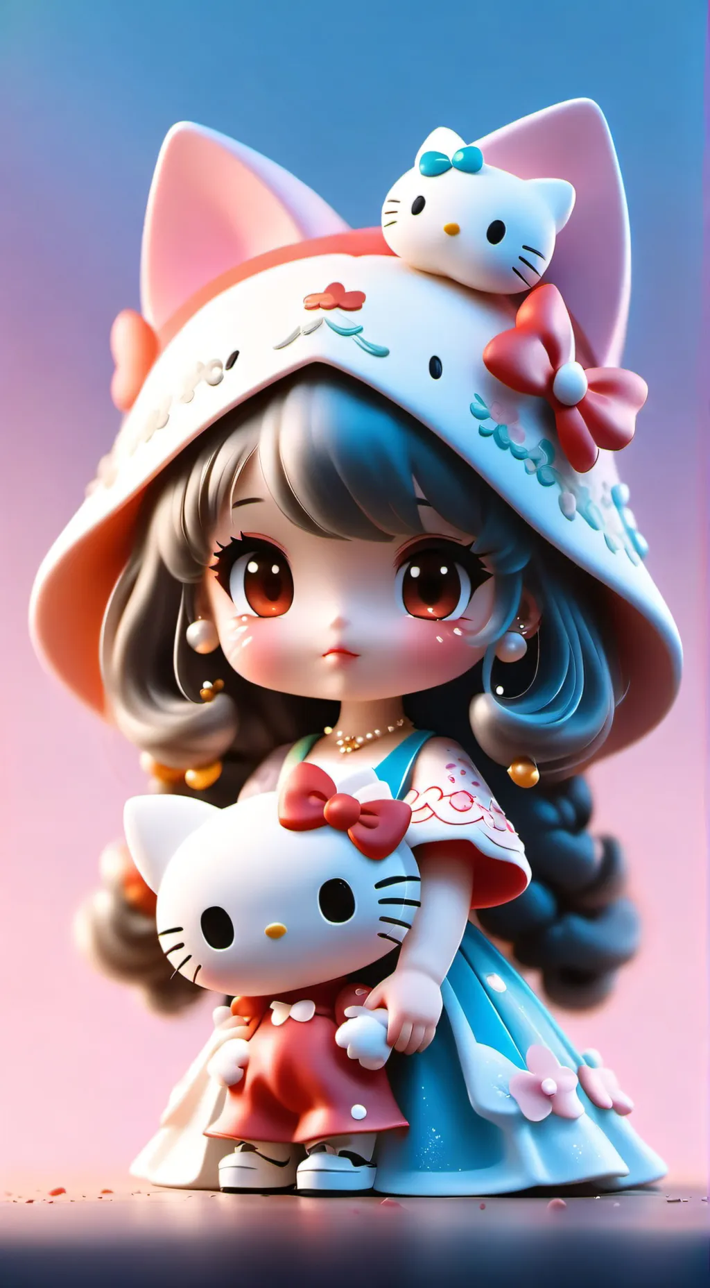 ai character: Hello kitty  background