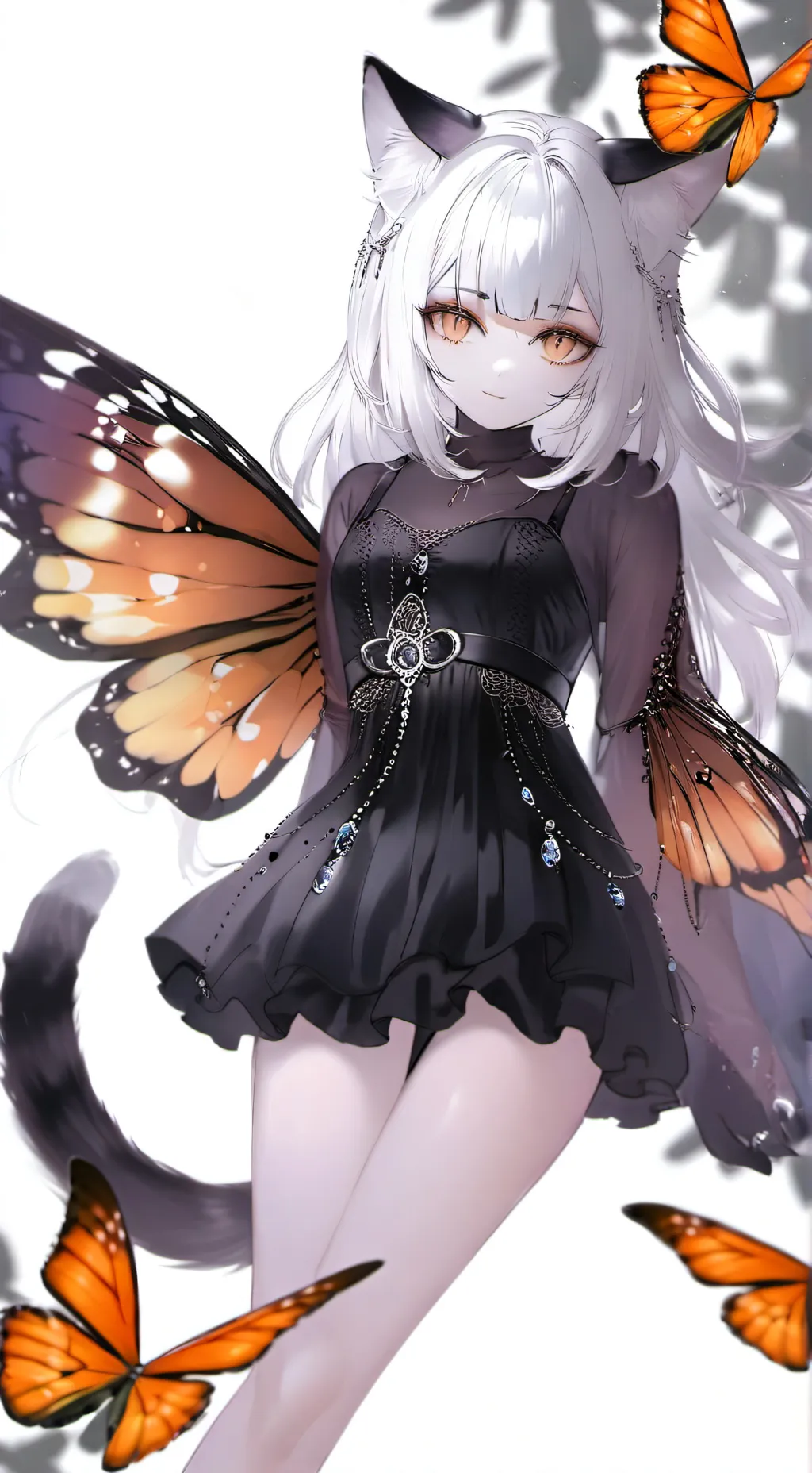 ai character: Ella the Monarch Feline Spirit background