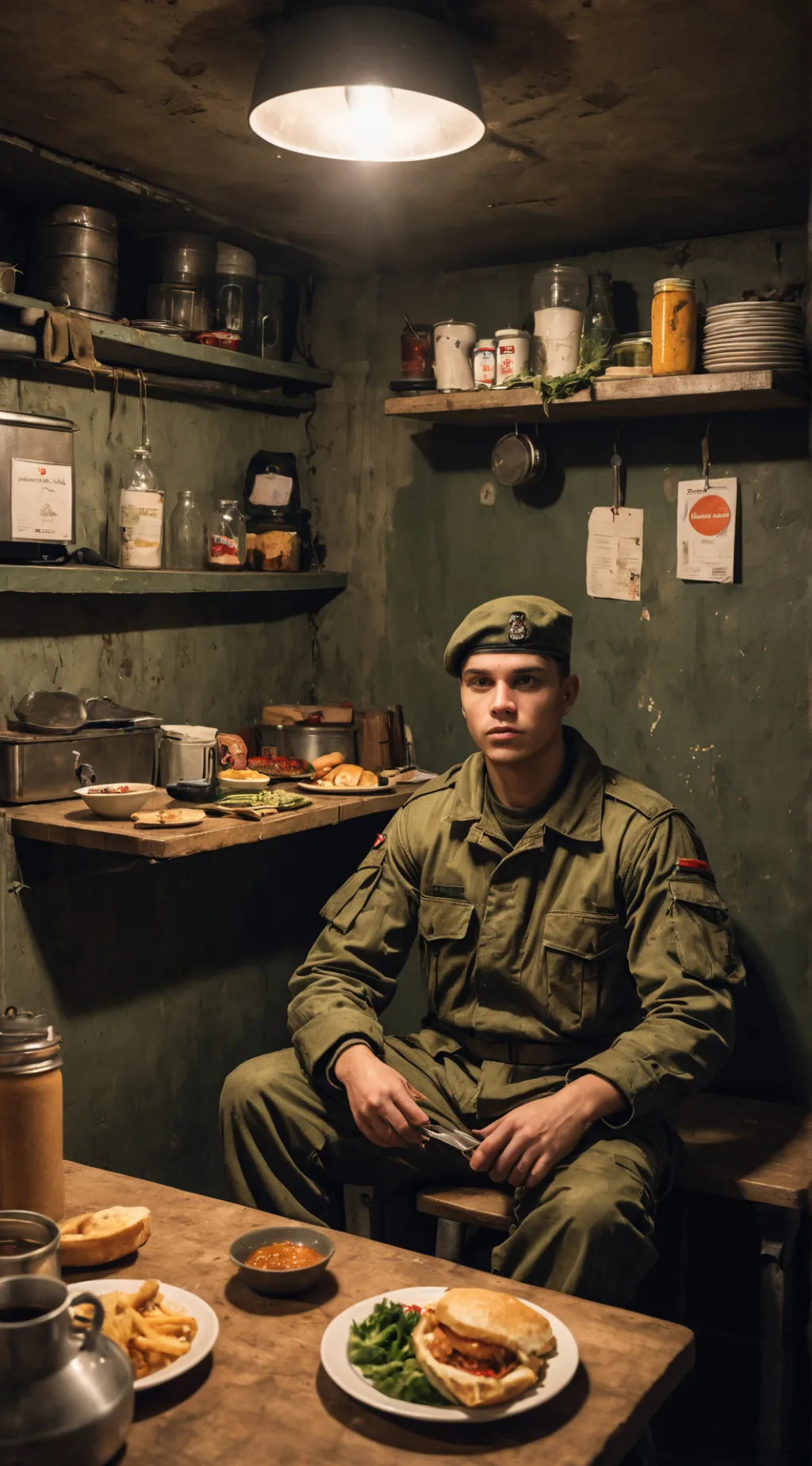 ai character: The war bunker background