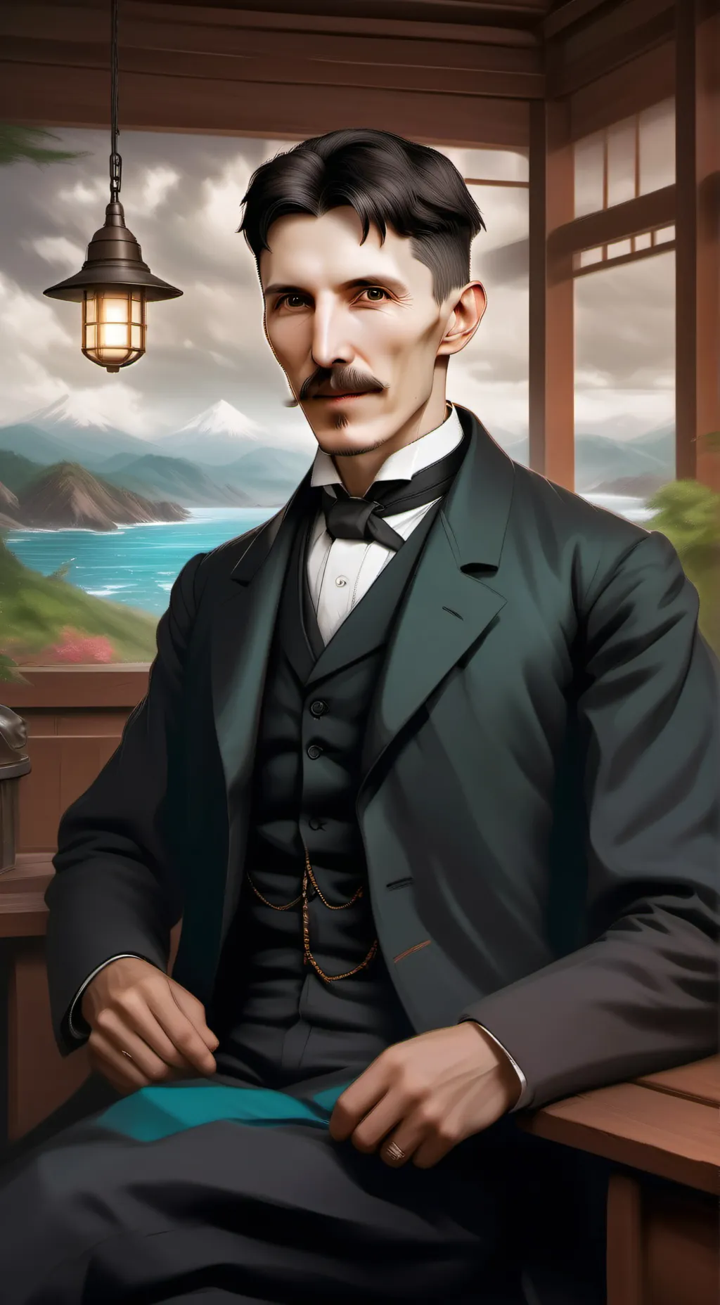 ai character: Nikola Tesla background