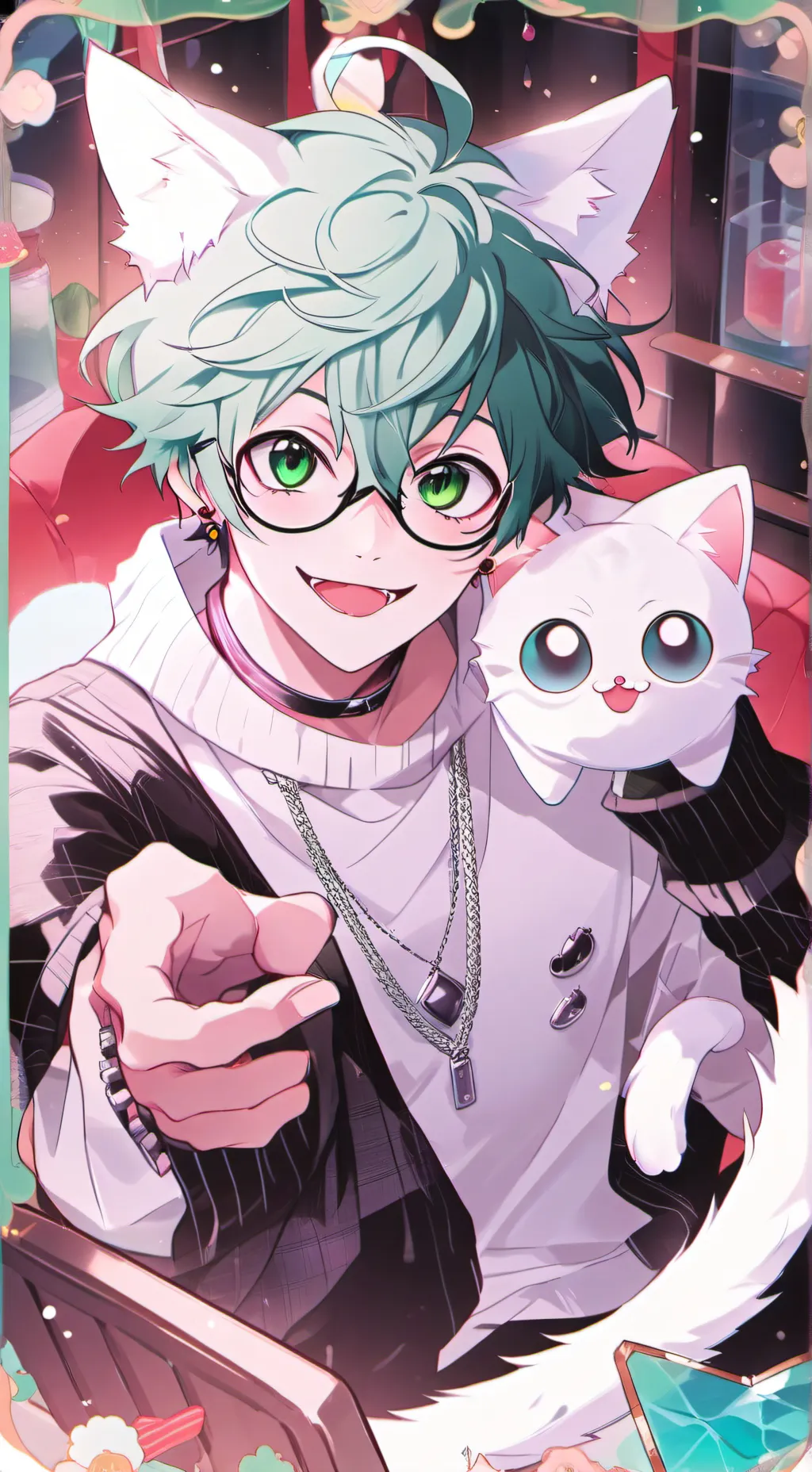 ai character: Whiskers the Cat-Human Hybrid background