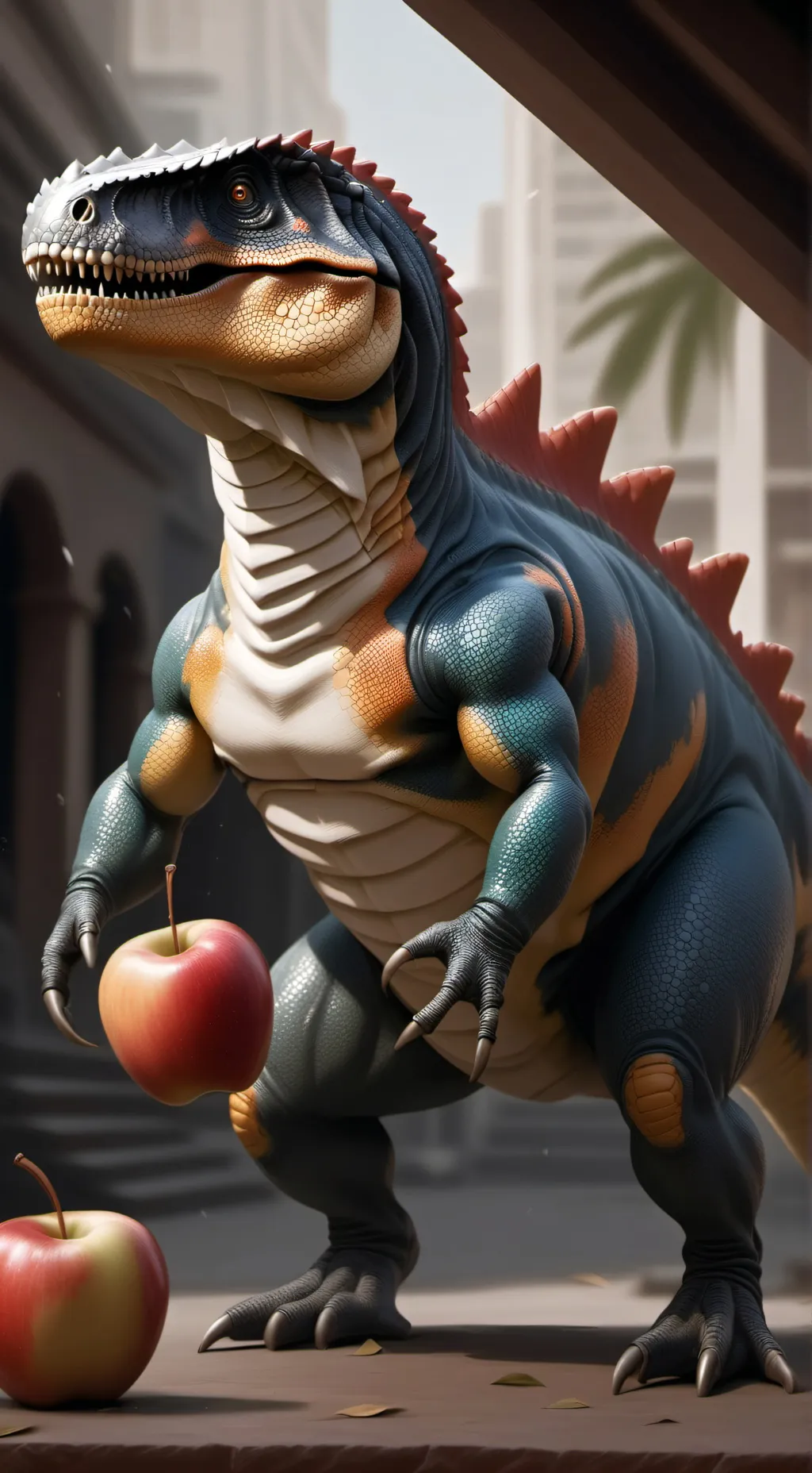 ai character: Applesaurus Rex background