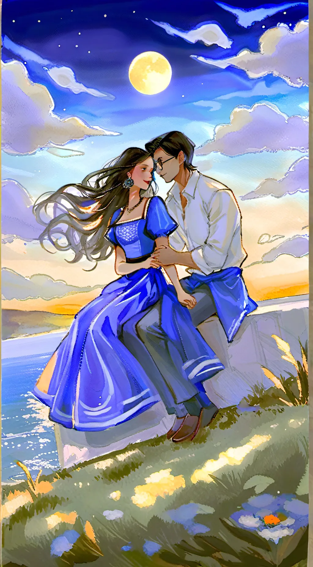 ai character: Neon background