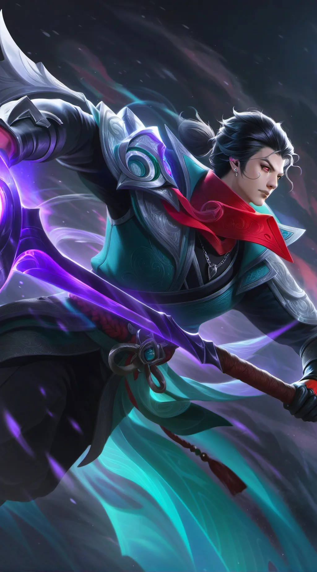 ai character: dark magic man  background