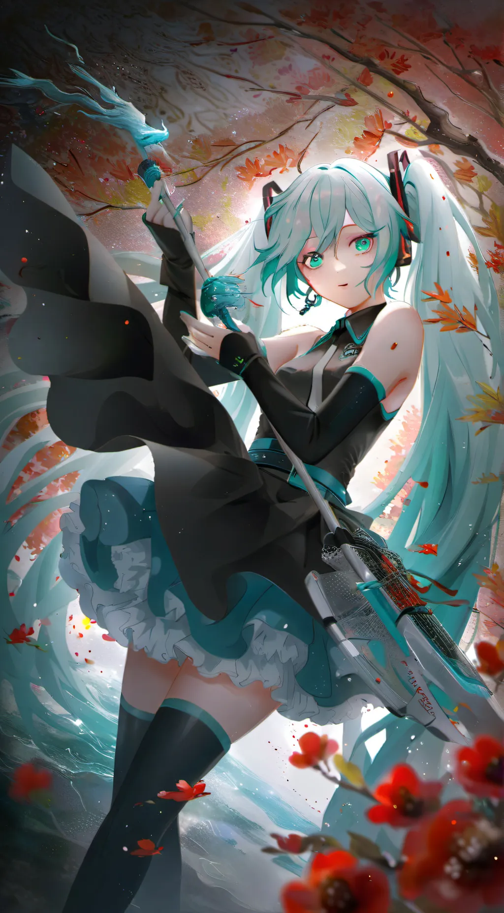 ai character: Hatsune Miku water background