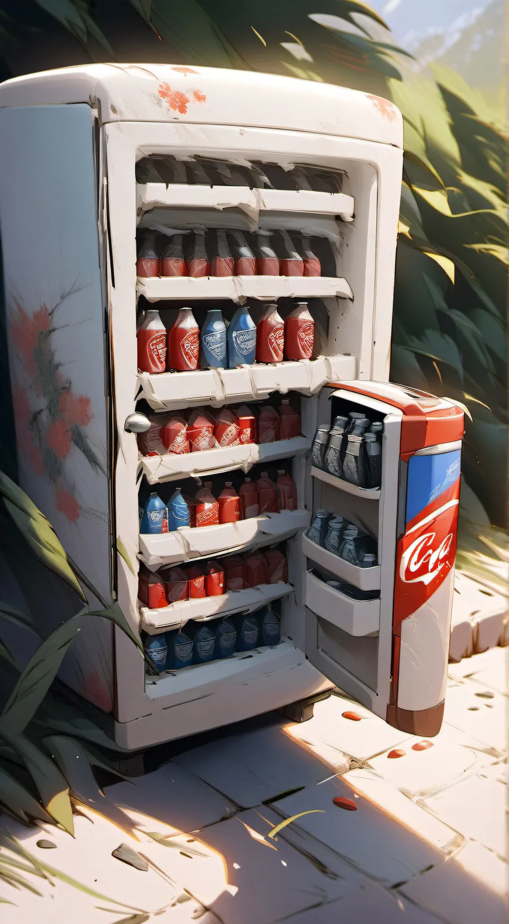 ai character: Pepsi o coca cola  background