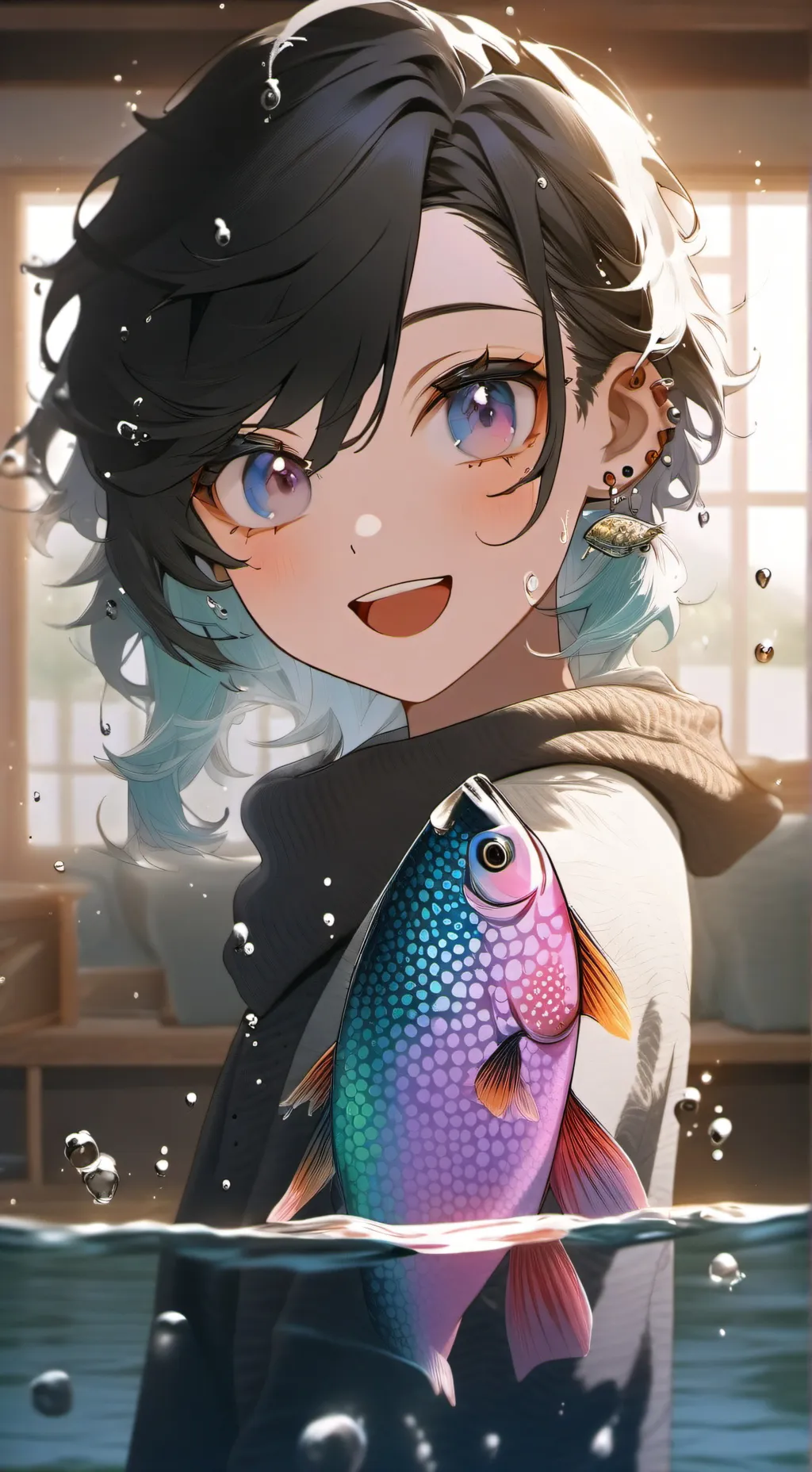 ai character: Speckled Trout Furry Spirit background