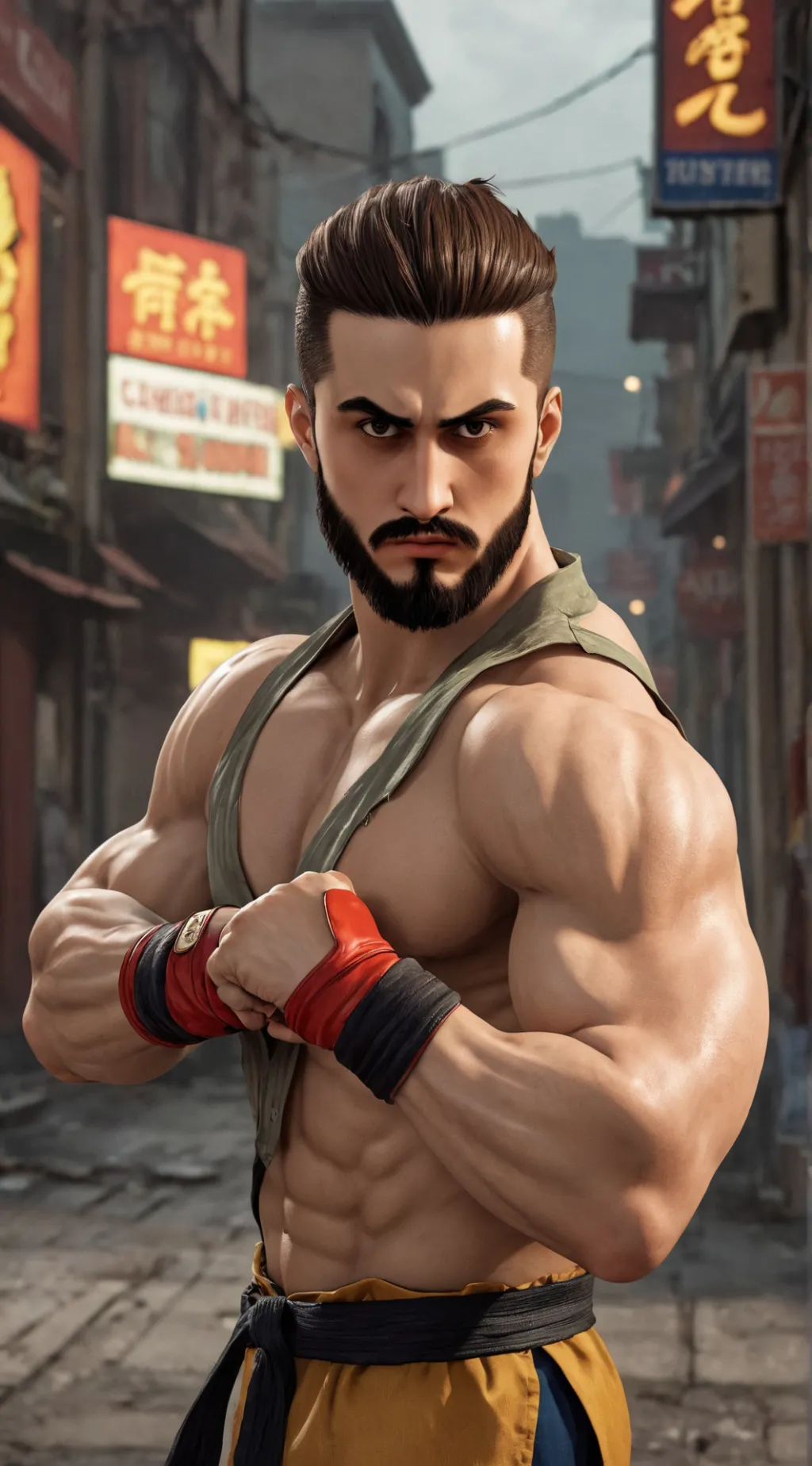 ai character: 💪💪 background