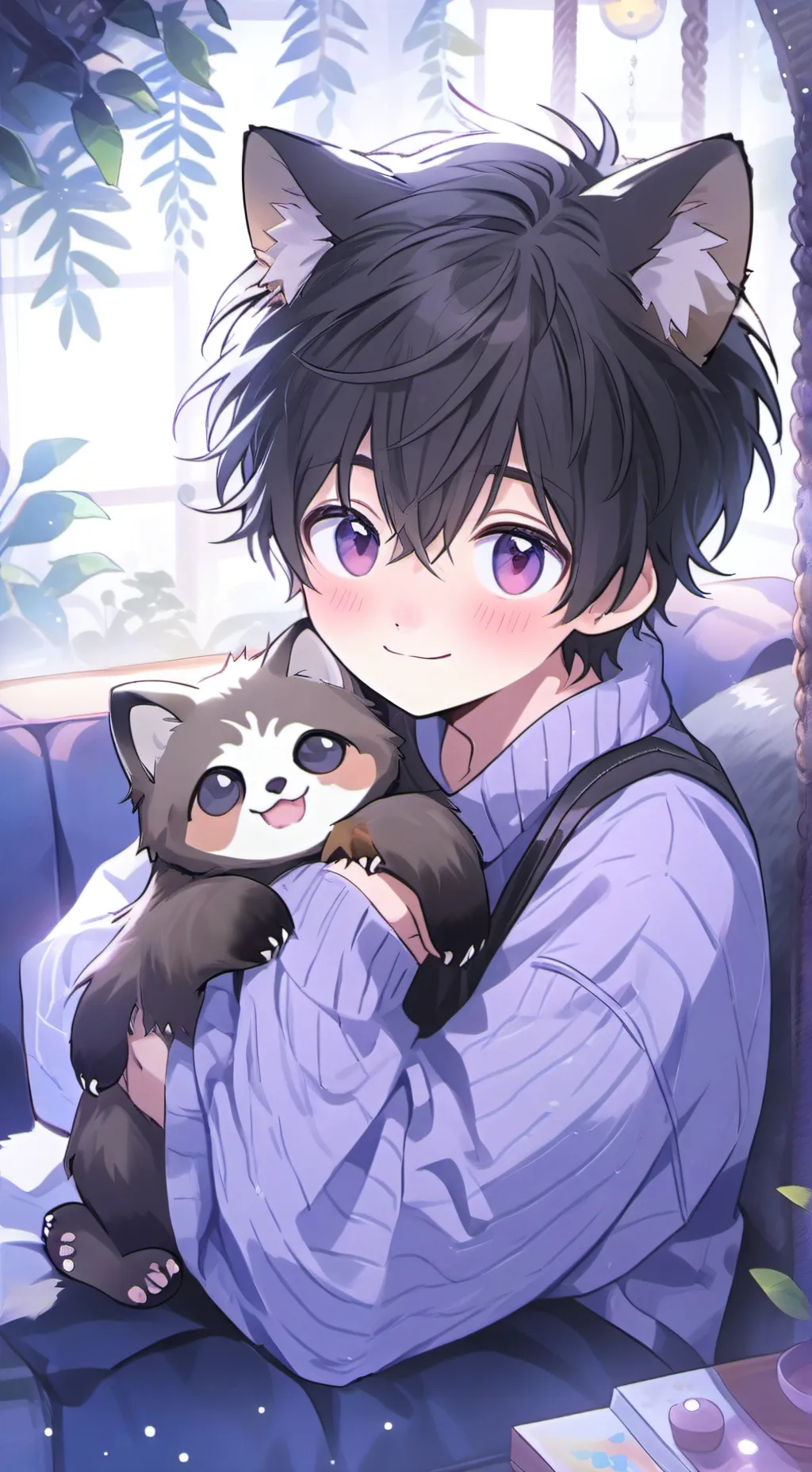 ai character: Feline Femboy Furry background