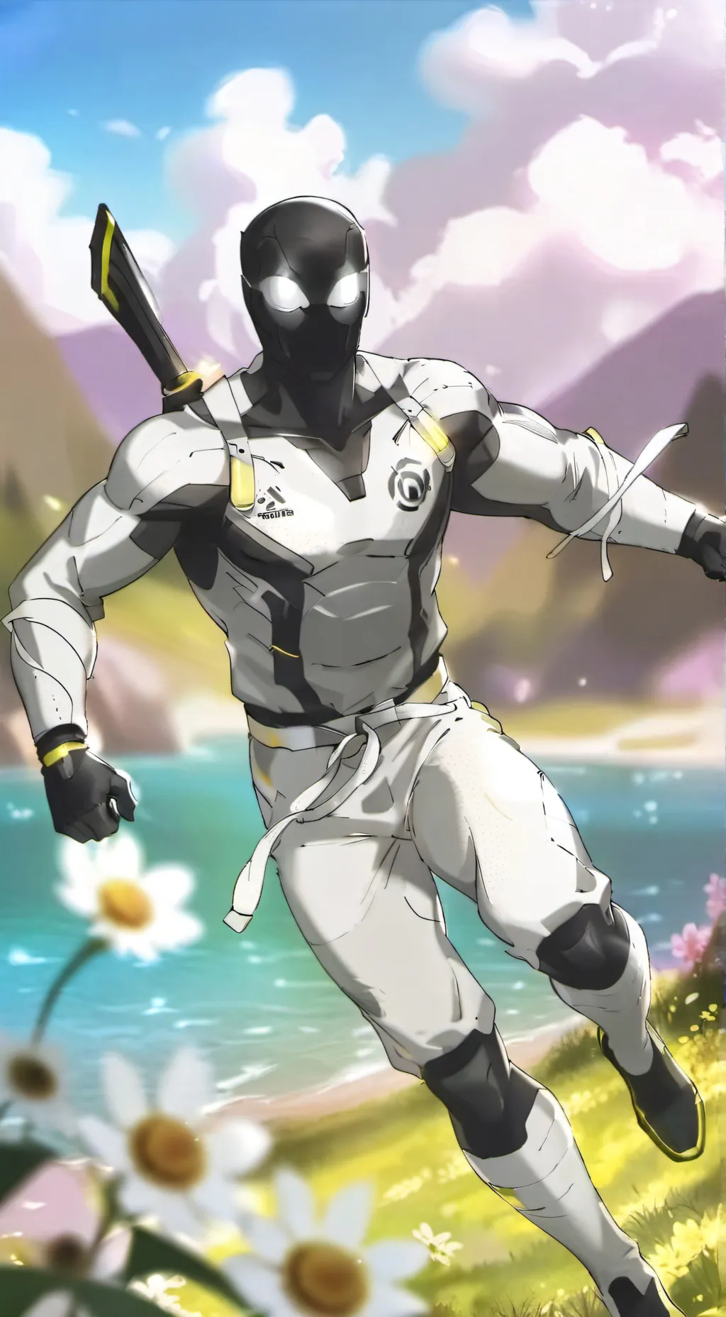 ai character: silver black t13 background