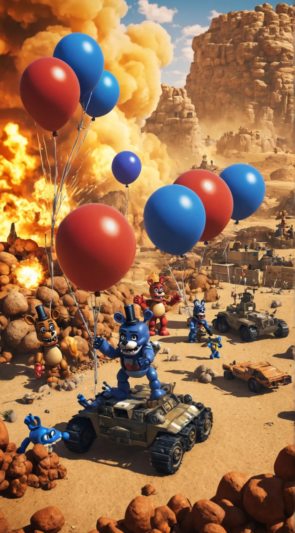 ai character: FNaF World War I background