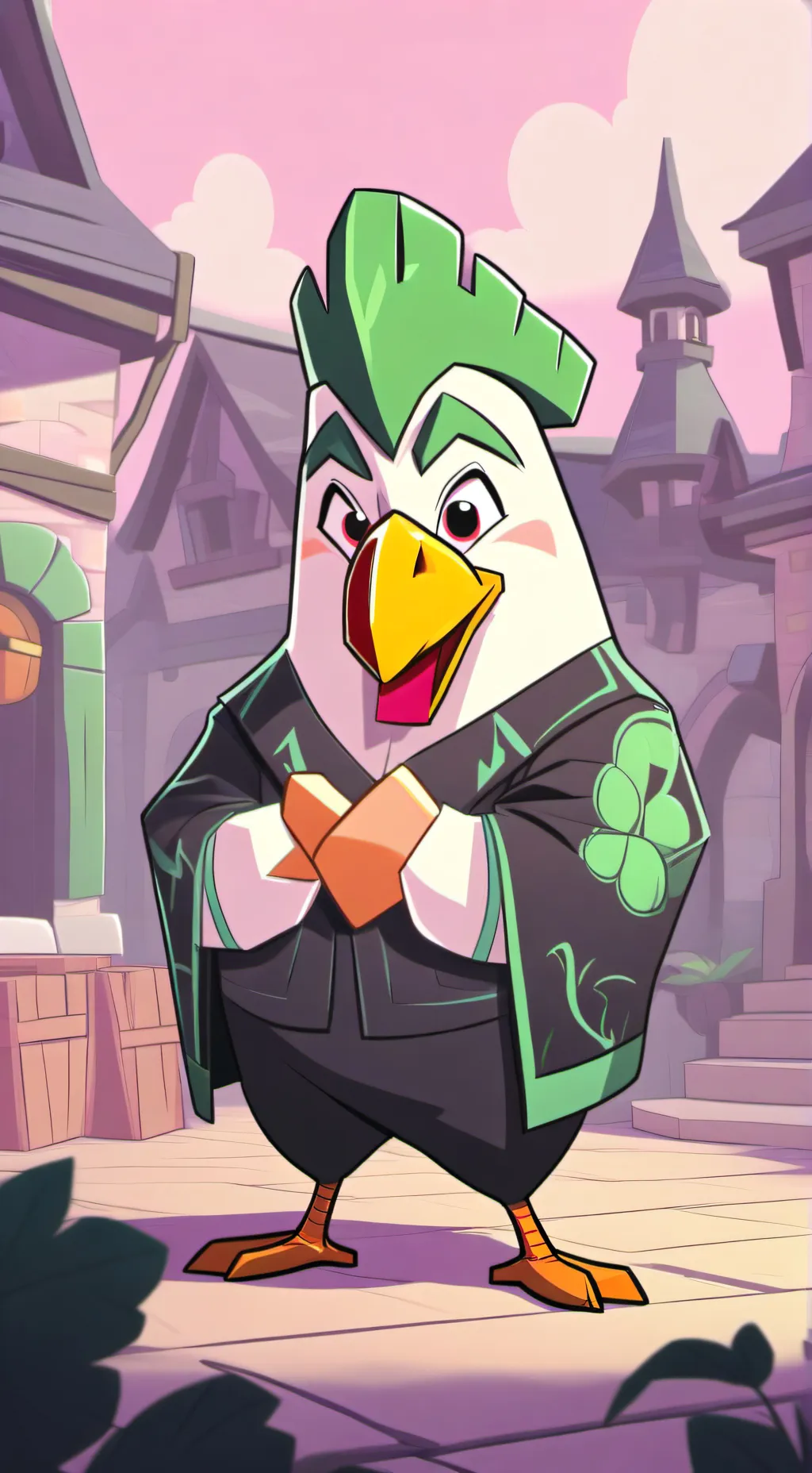 ai character: Steve lava Chicken background