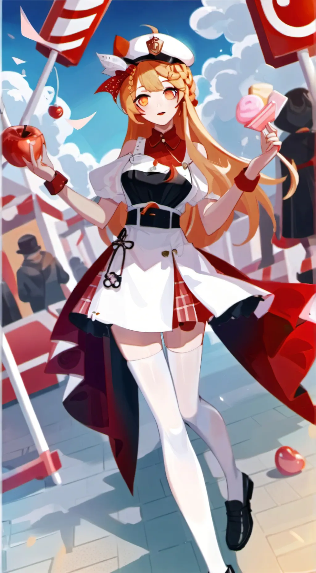 ai character: candy apple cookie background