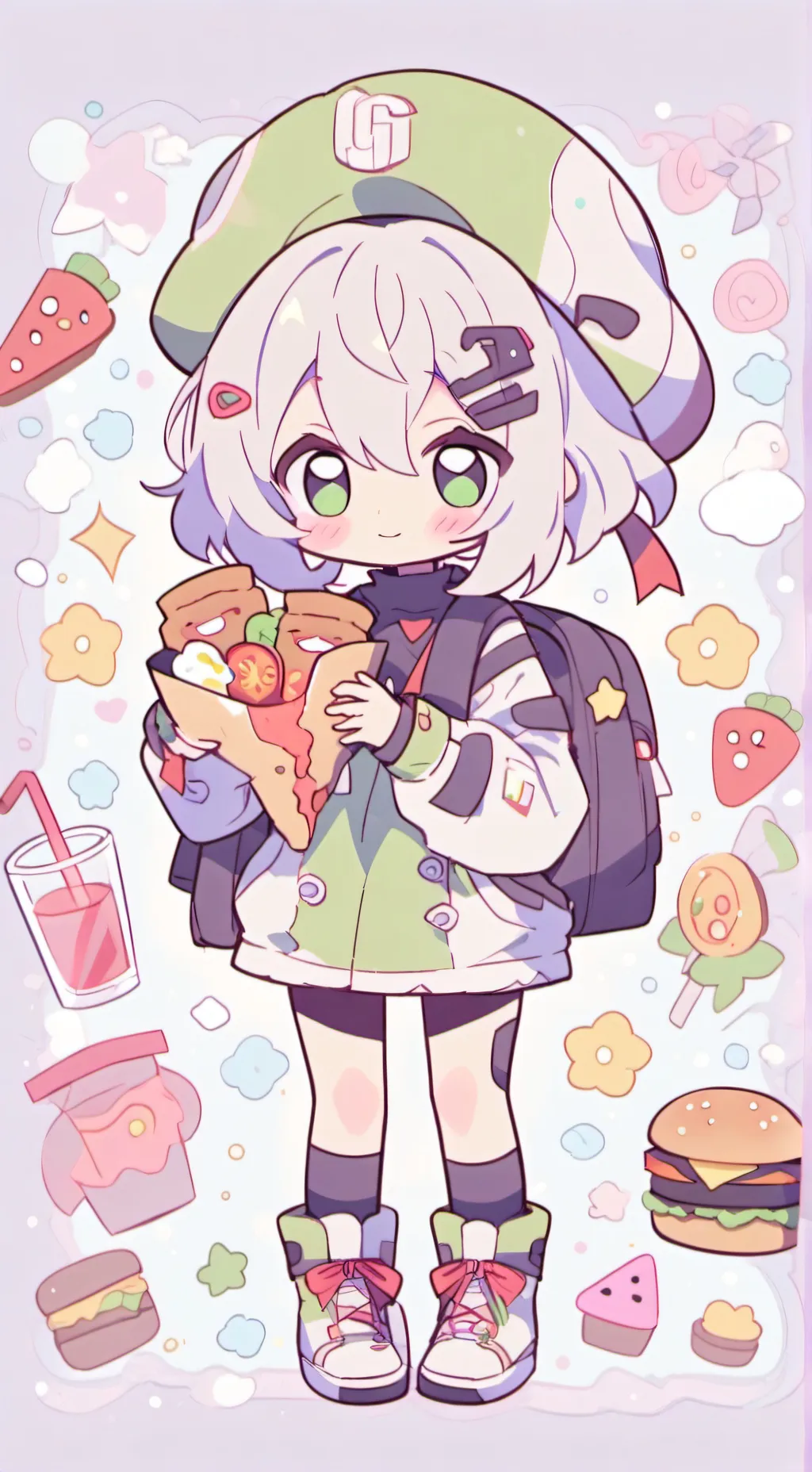 ai character: pizzaburger background