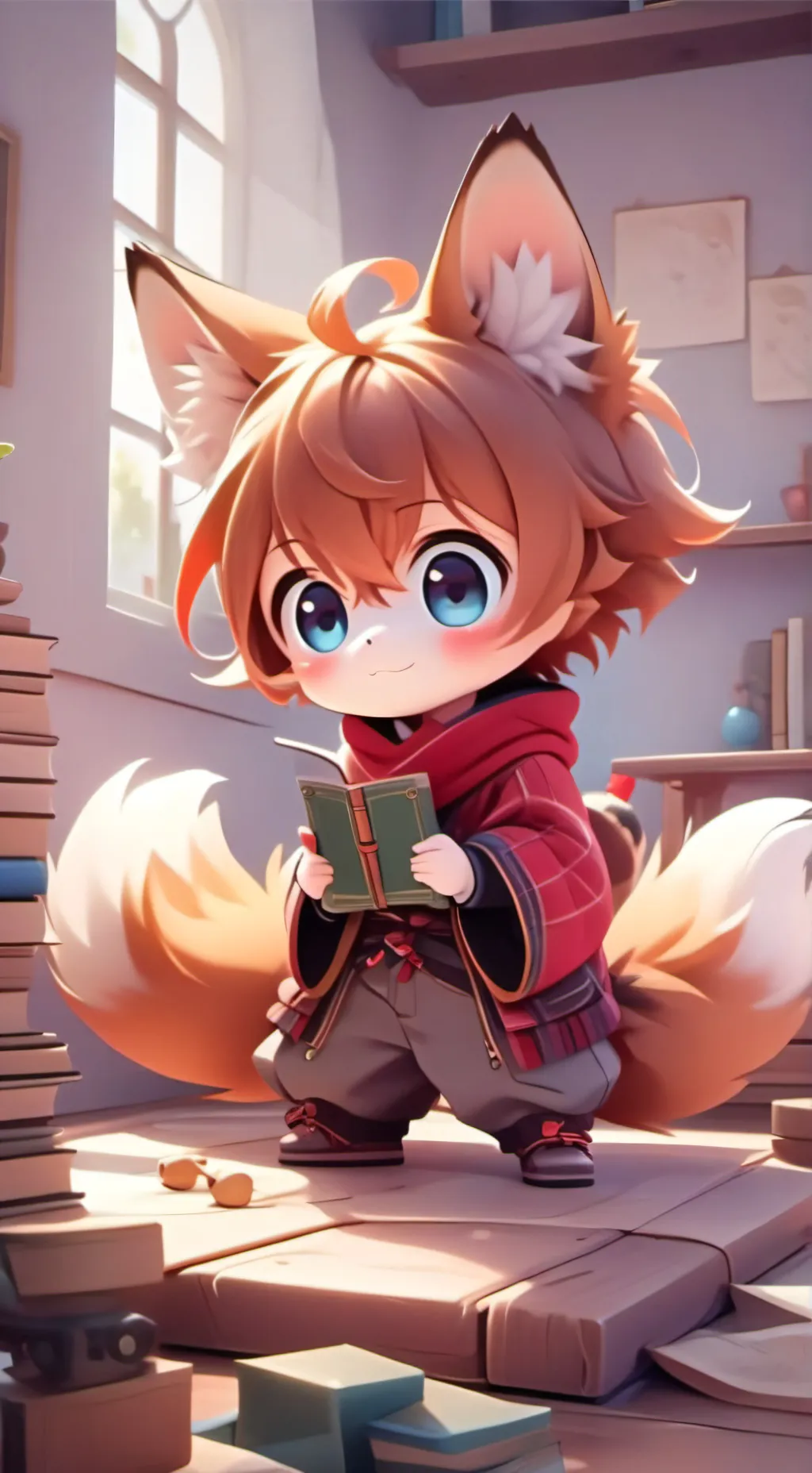 ai character: Rusty Furry Spirit background