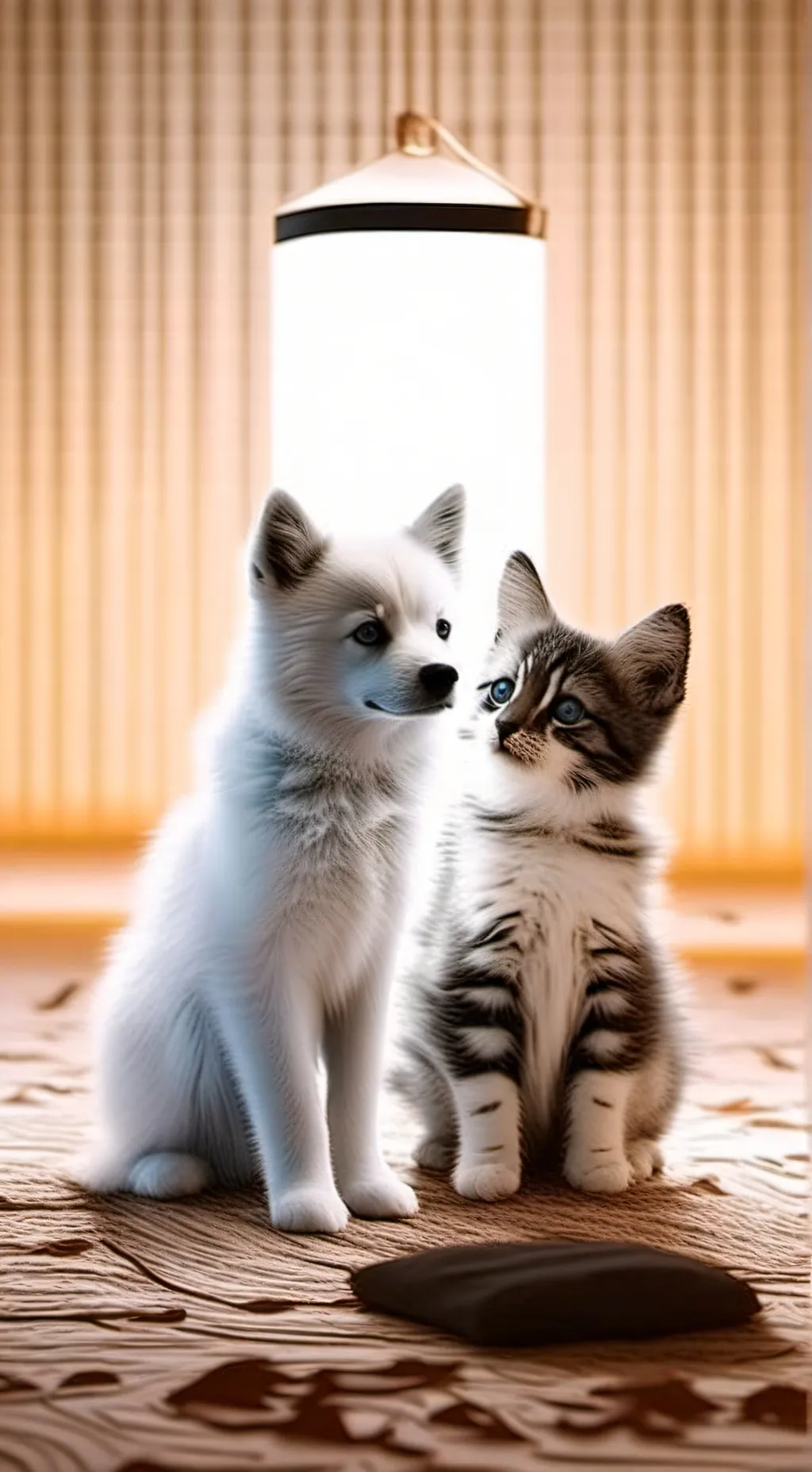 ai character: gatito y perrito  background