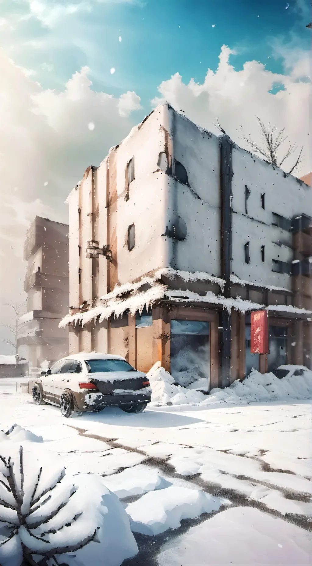 ai character: Winter apocalypse background