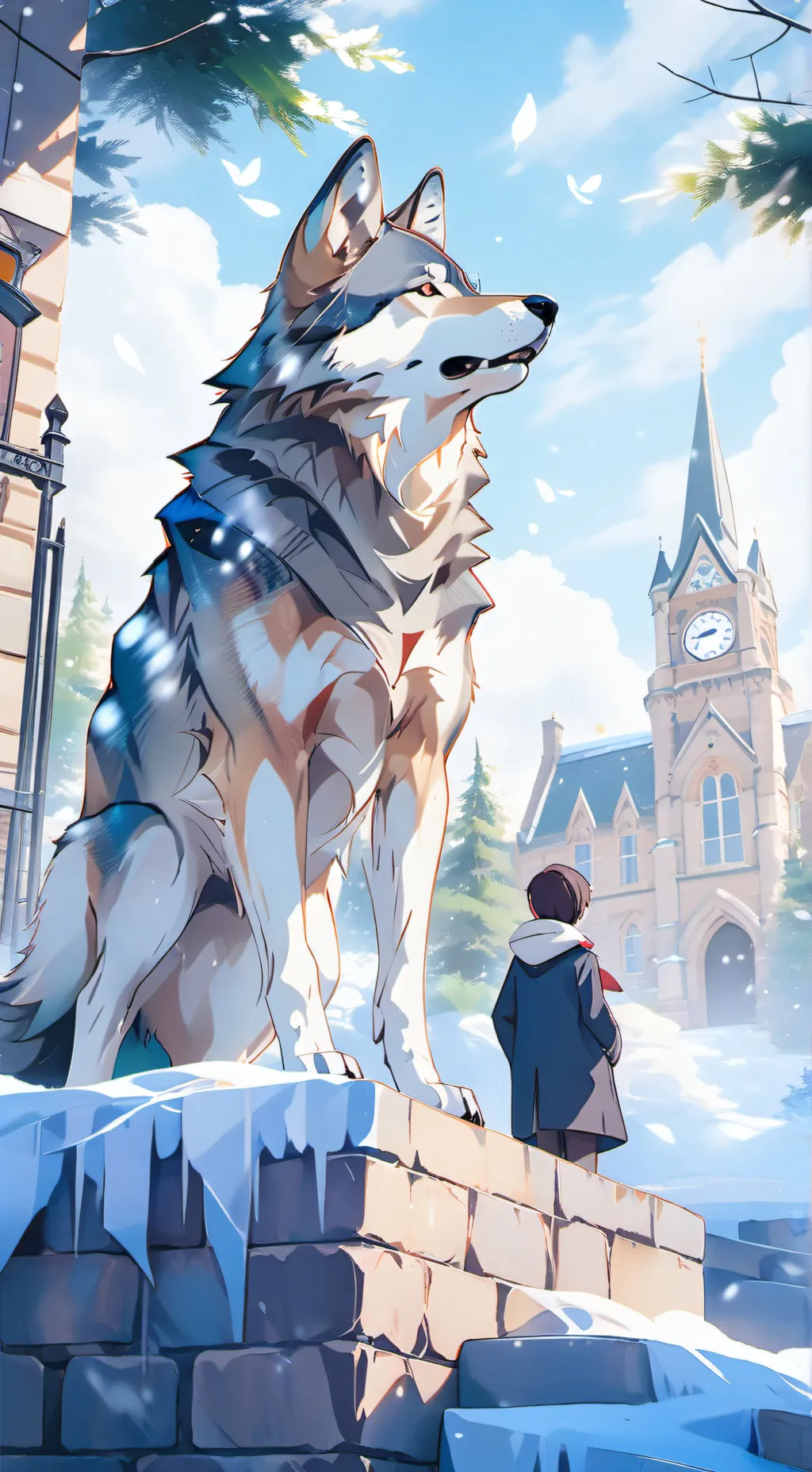 ai character: wolf at school background