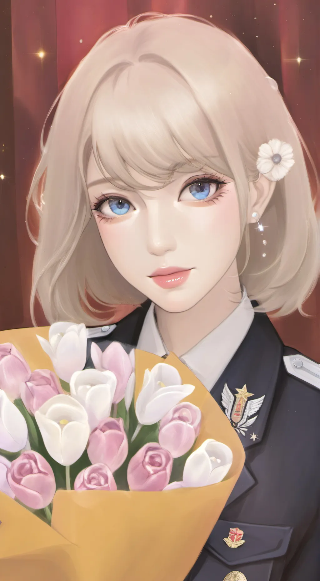 ai character: Harper rose background