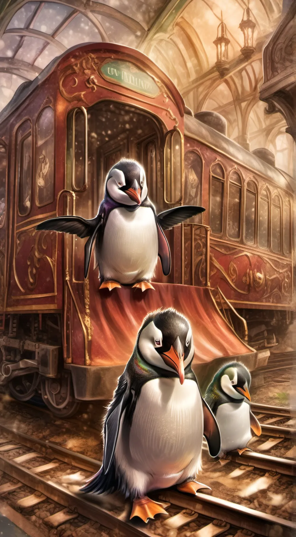 ai character: los pingüinos 🪓😎 background