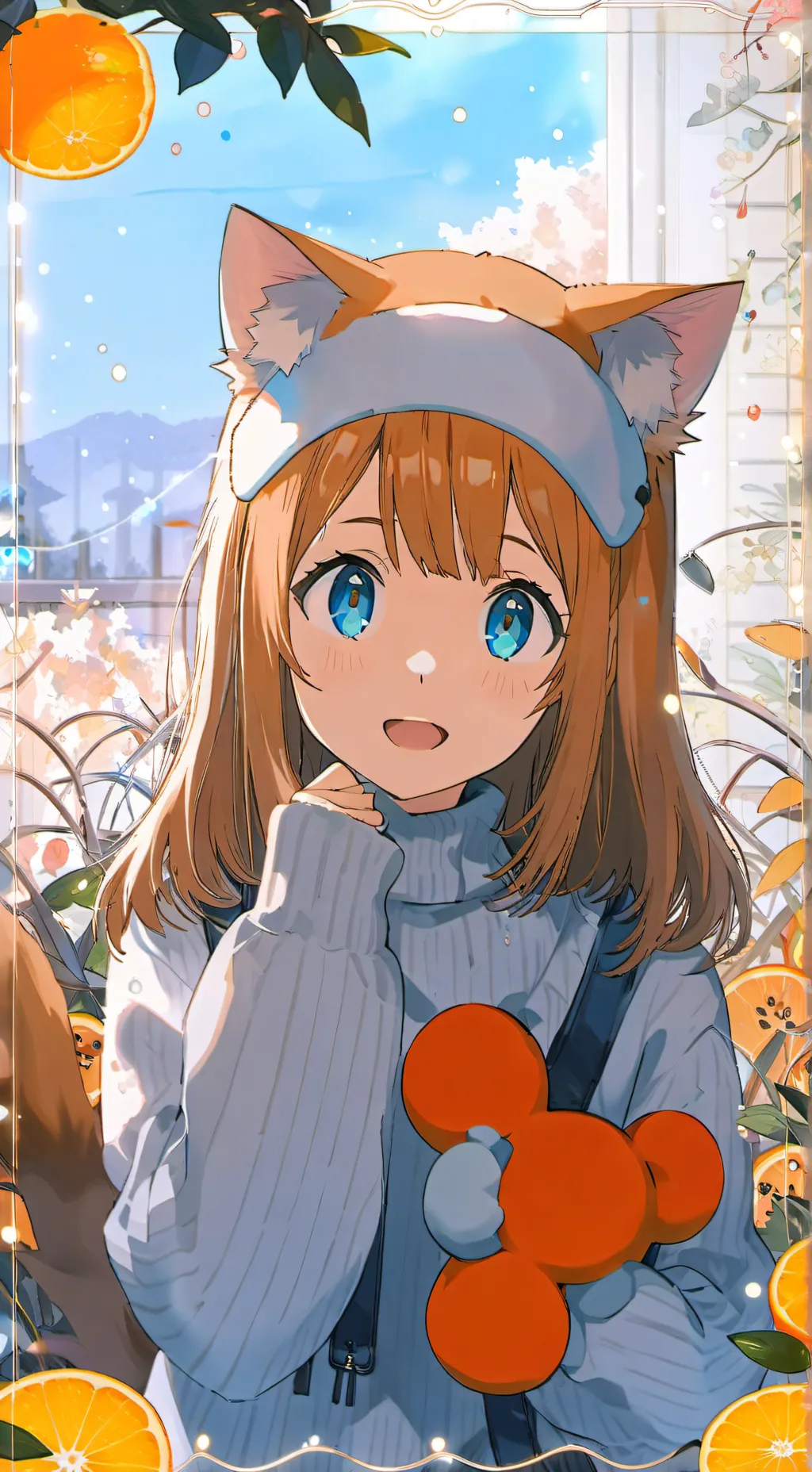 ai character: Orange Stripe Teddy Furry background