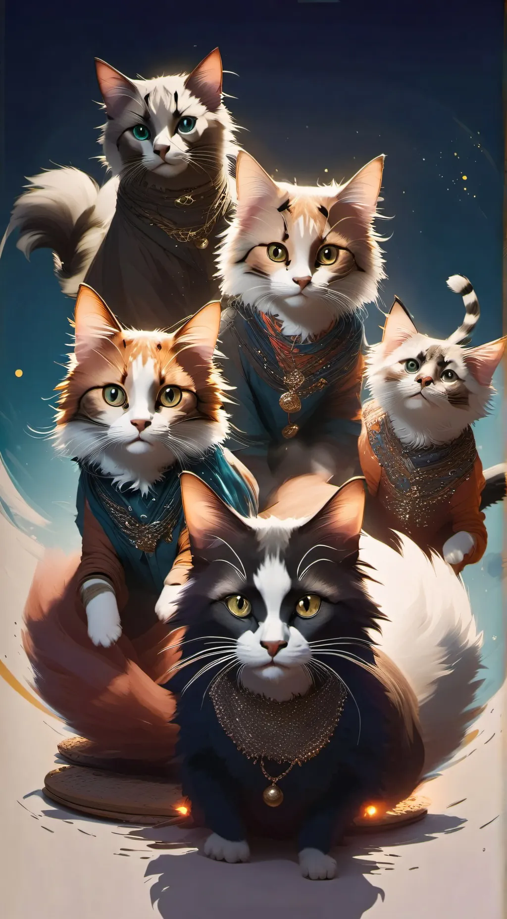 ai character: five Stray Cats background