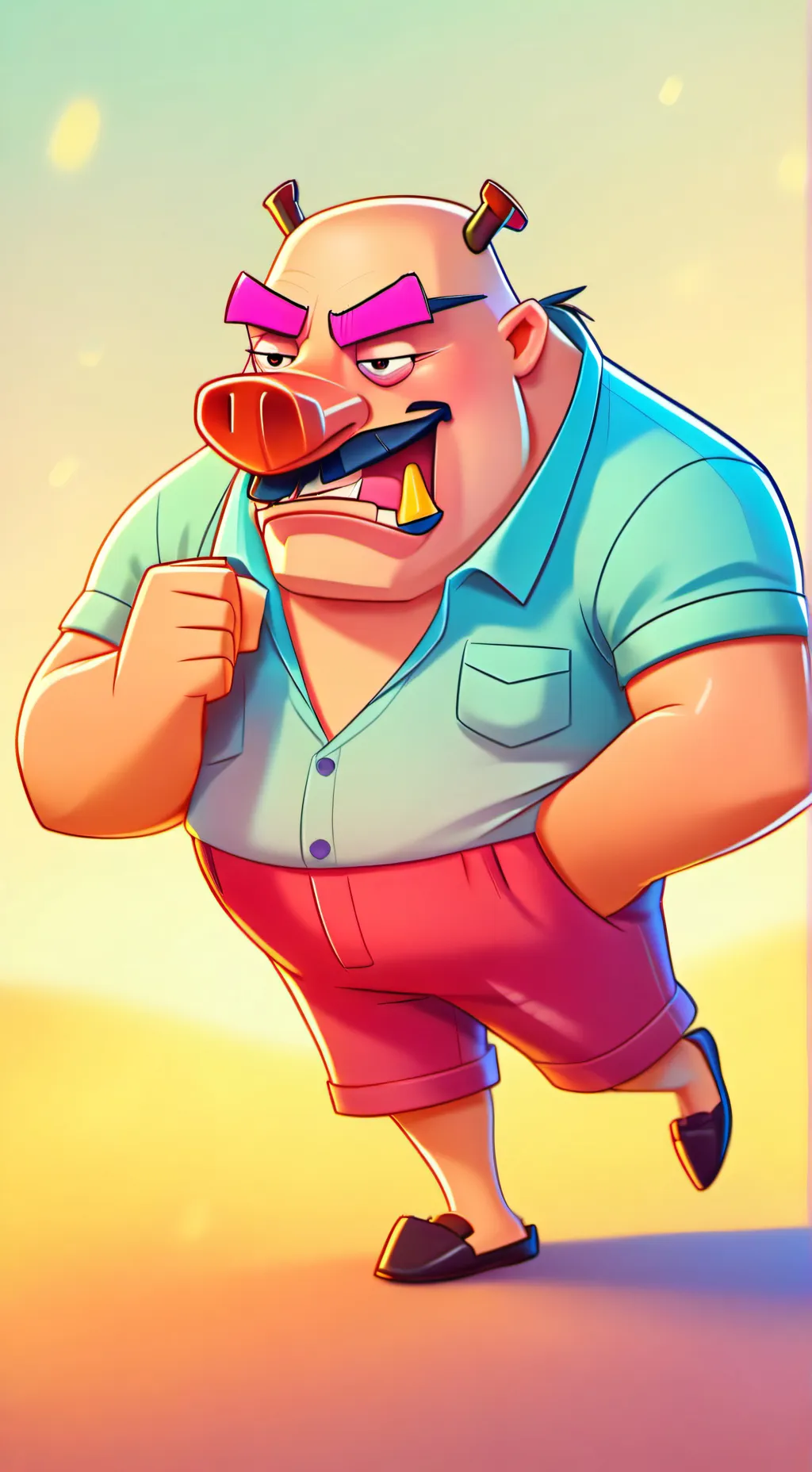 ai character: Angry daddy pig background