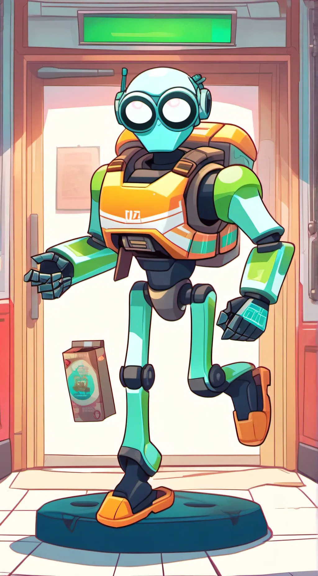 ai character: Cartoon Pon Uzi N background