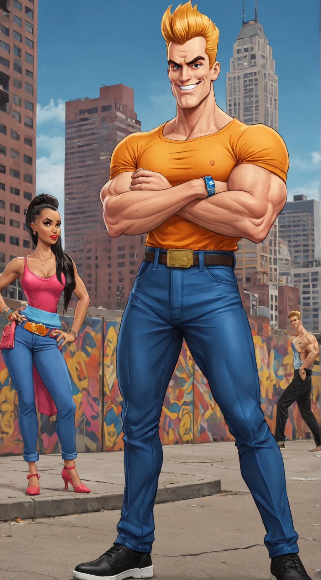 ai character: Johnny Bravo background