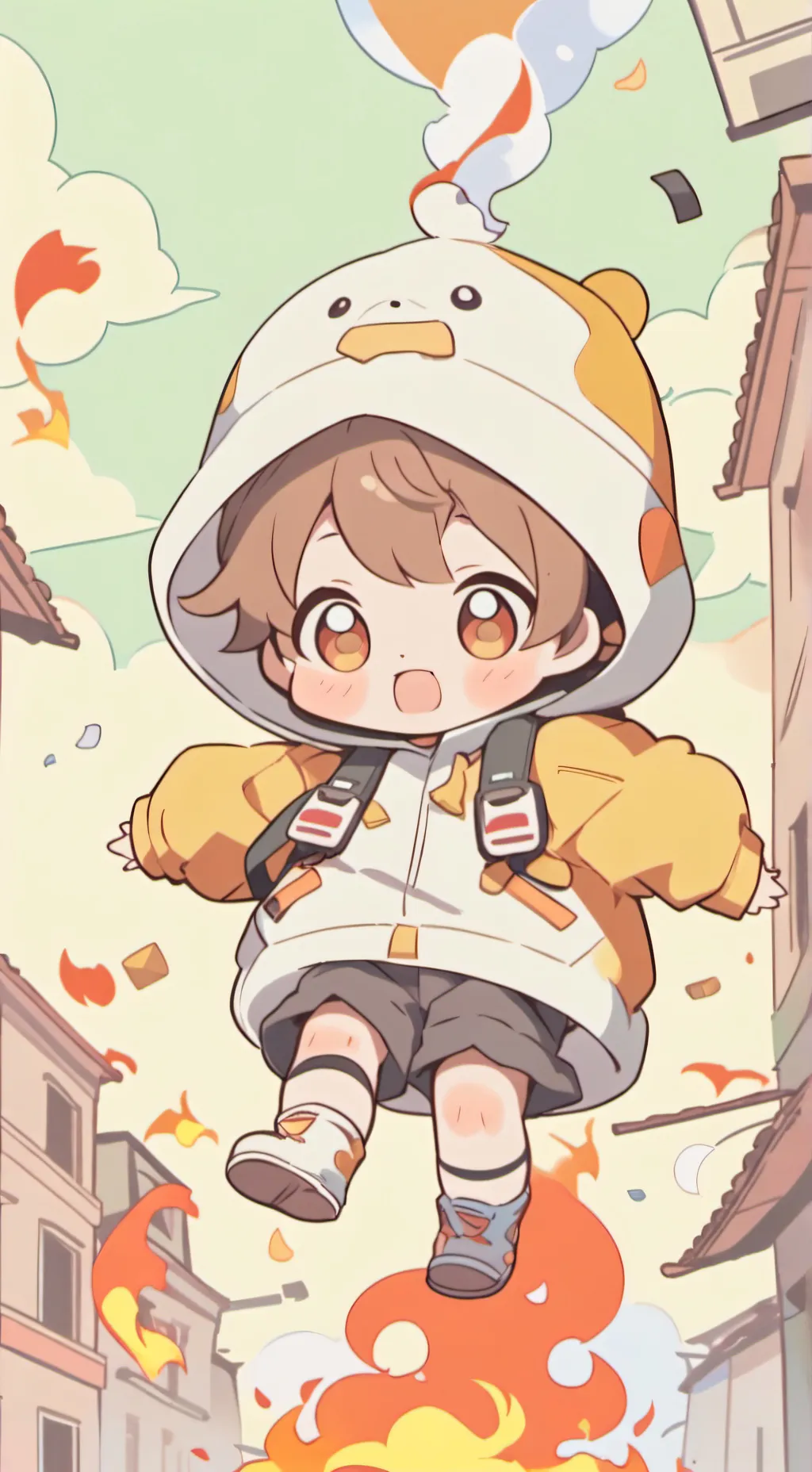 ai character: Falling baby background